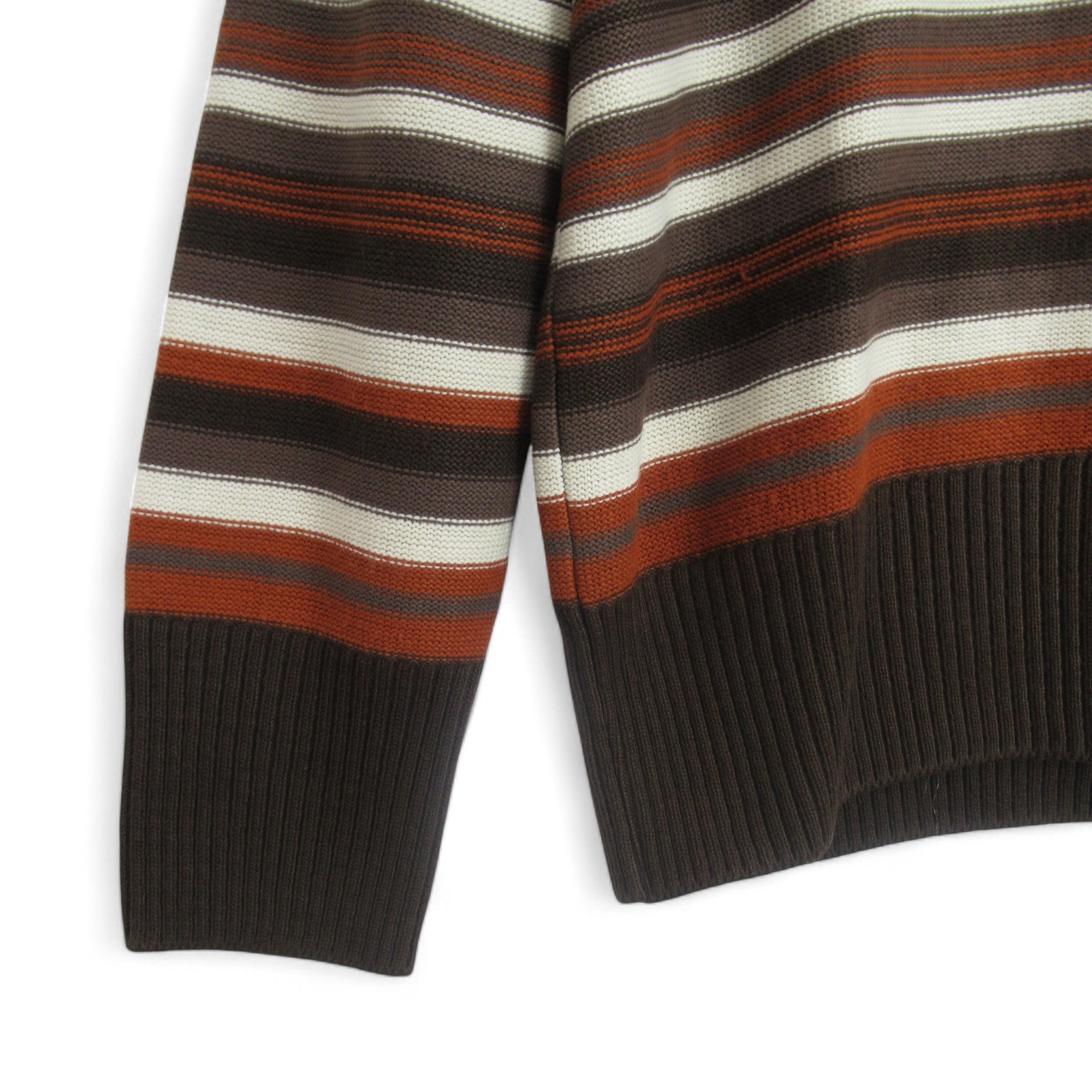 sleeve image for Vintage Medium Brown Stripe Knit Jumper Menswear | Preloved 