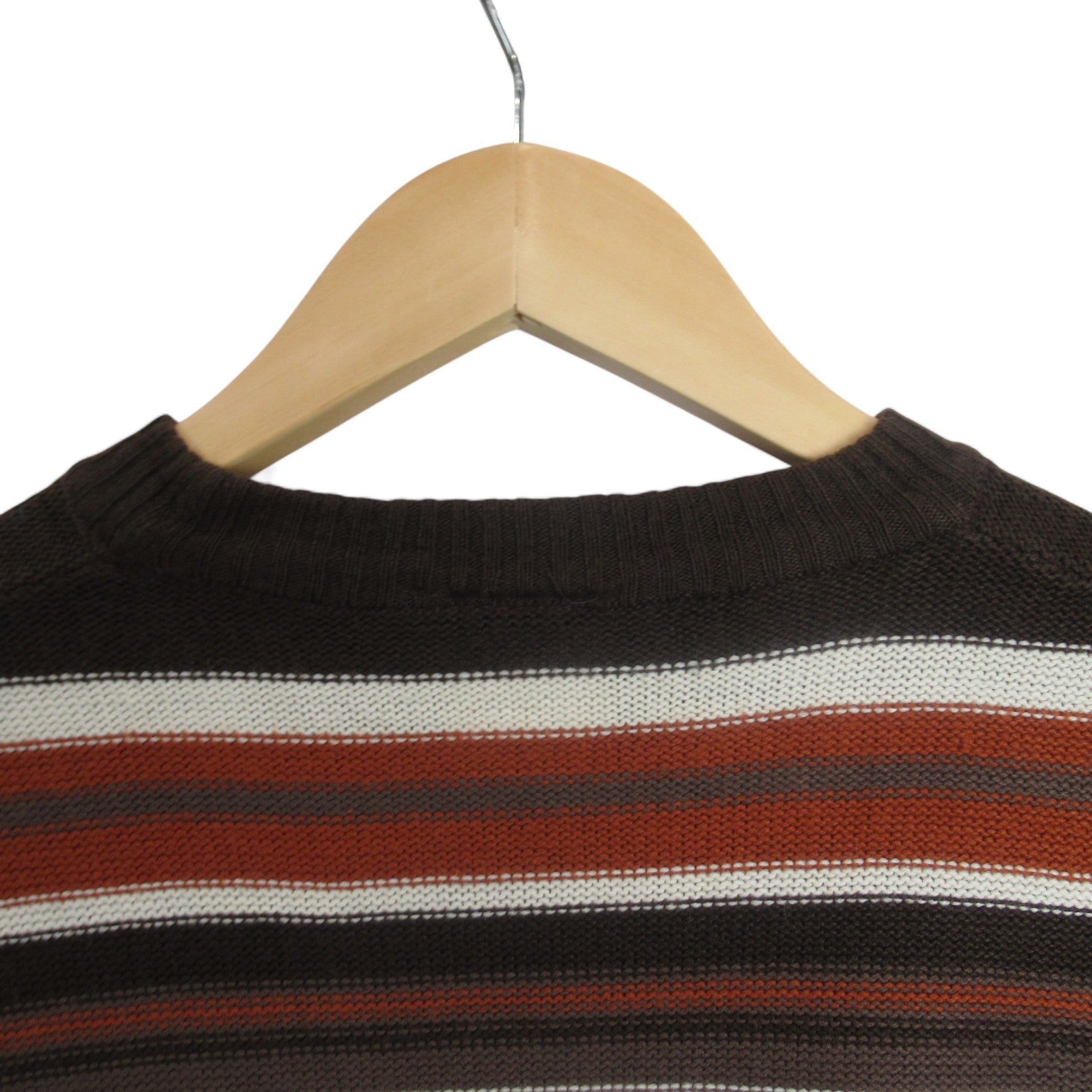 back image for Vintage Medium Brown Stripe Knit Jumper Menswear | Preloved 