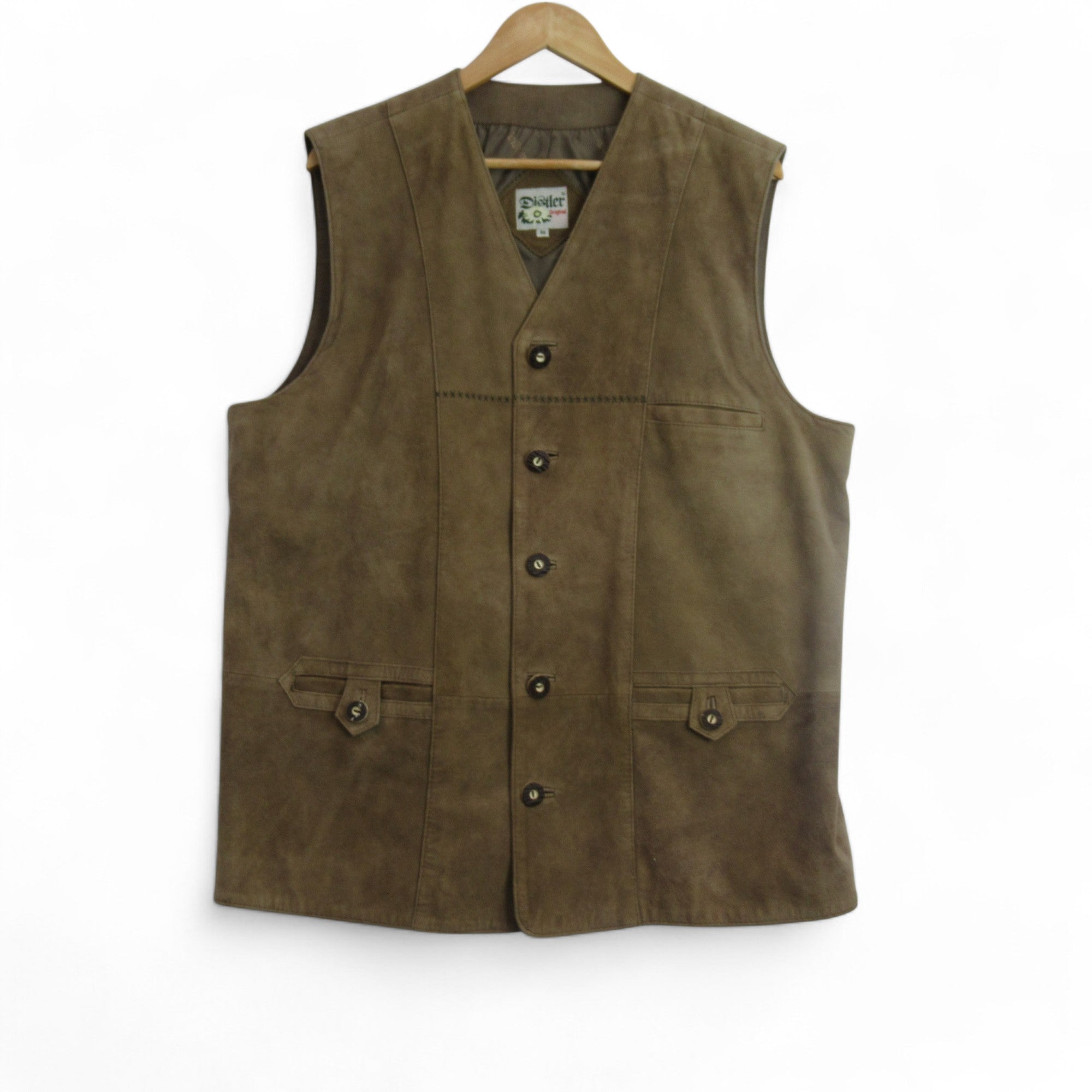 front image for Distler Large Tan Suede Vintage Waistcoat Menswear | Preloved