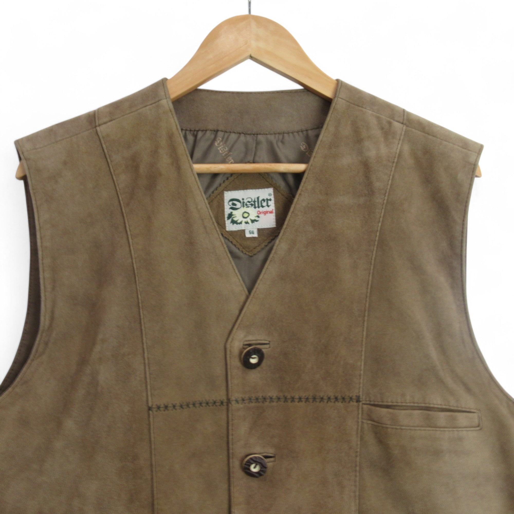 top image for Distler Large Tan Suede Vintage Waistcoat Menswear | Preloved