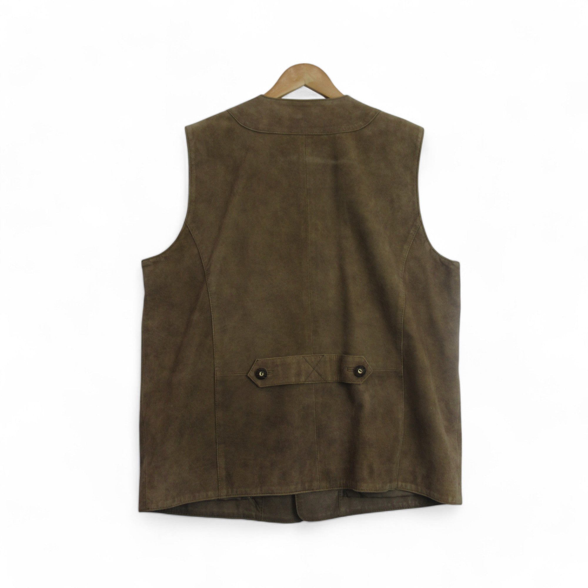 back image for Distler Large Tan Suede Vintage Waistcoat Menswear | Preloved