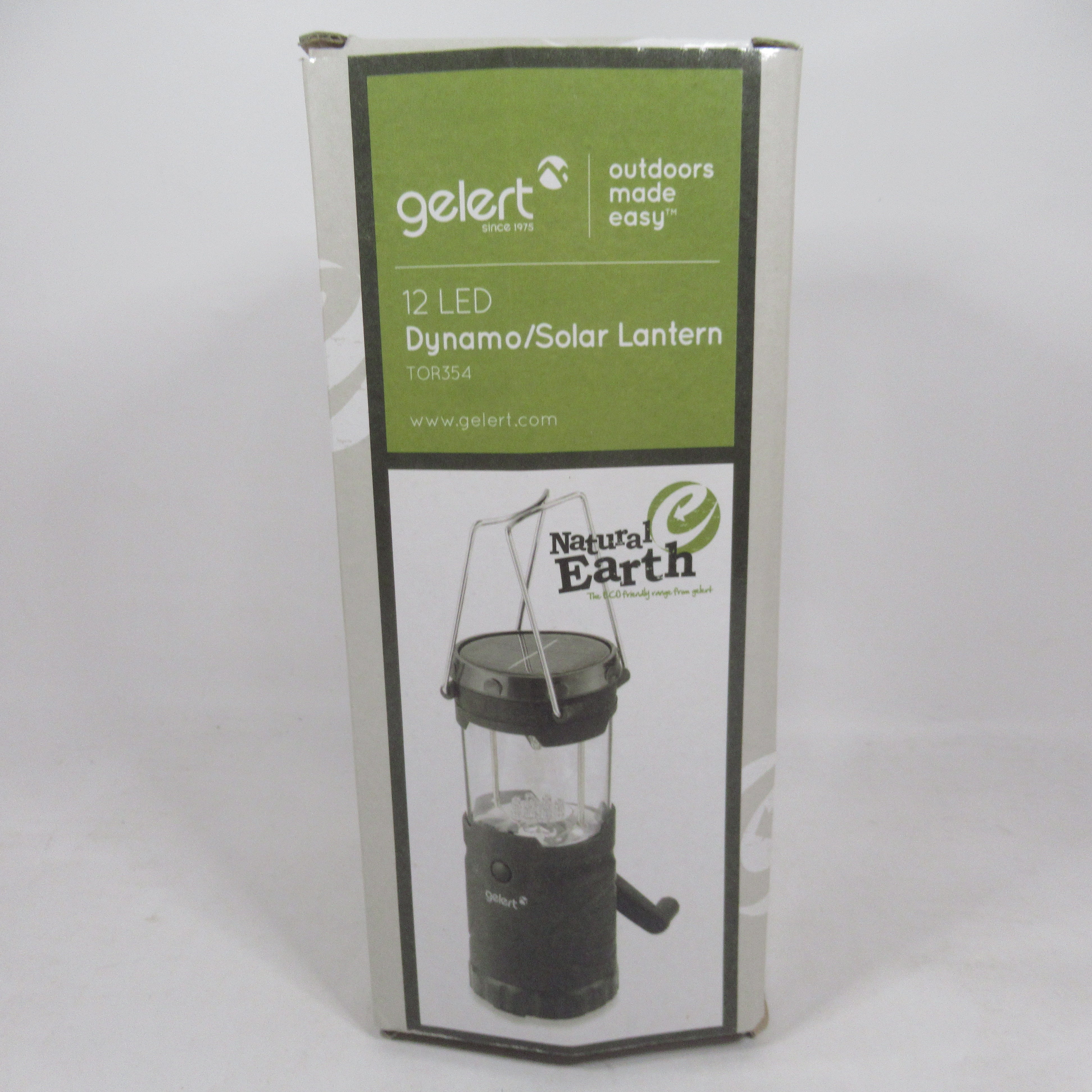 Rear box image of Gelert 12 LED Dynamo/Solar Lantern TOR354 Crank Handle