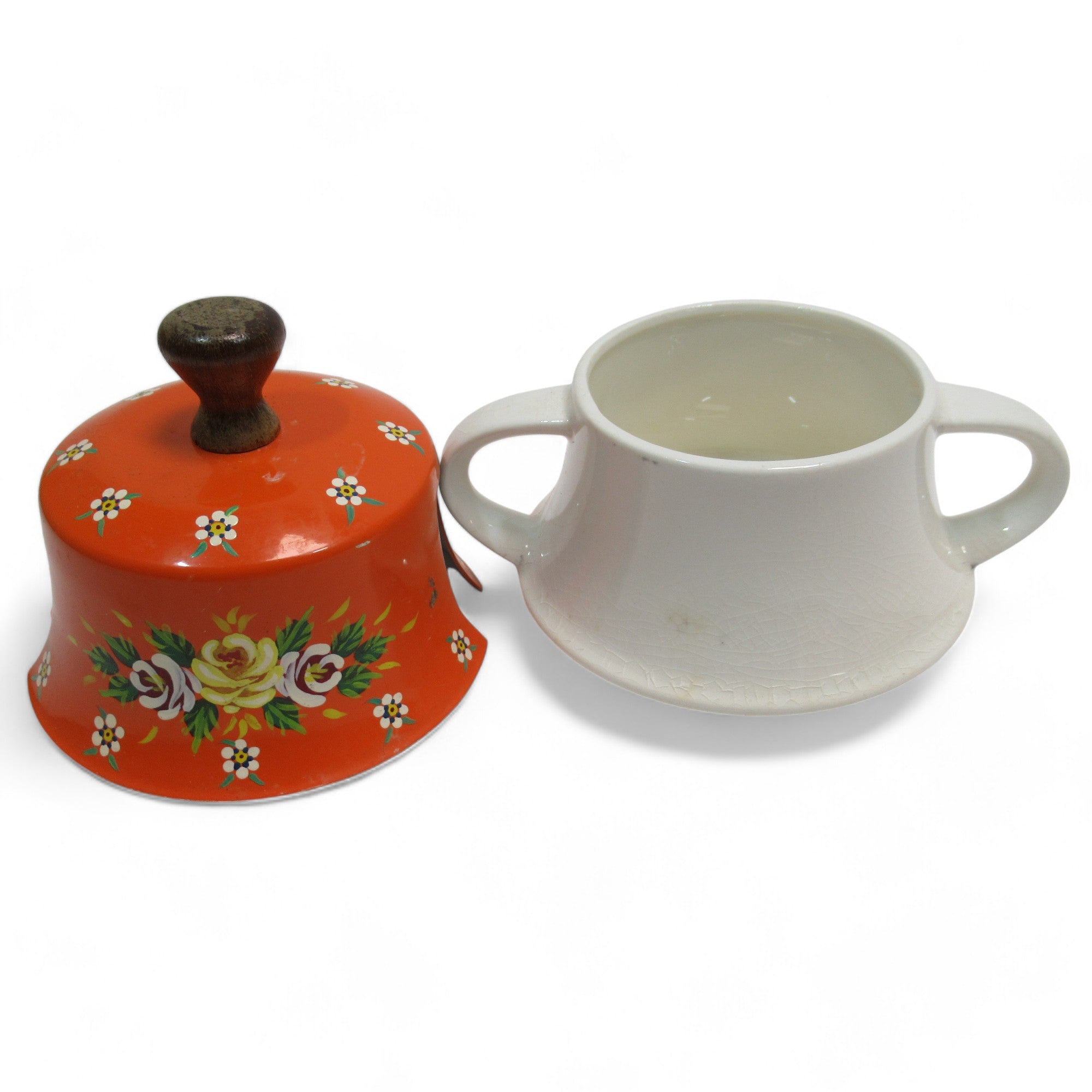 Sugar bowl image of Miniature Tea Pot & Sugar Bowl Set w/ Metal Lids