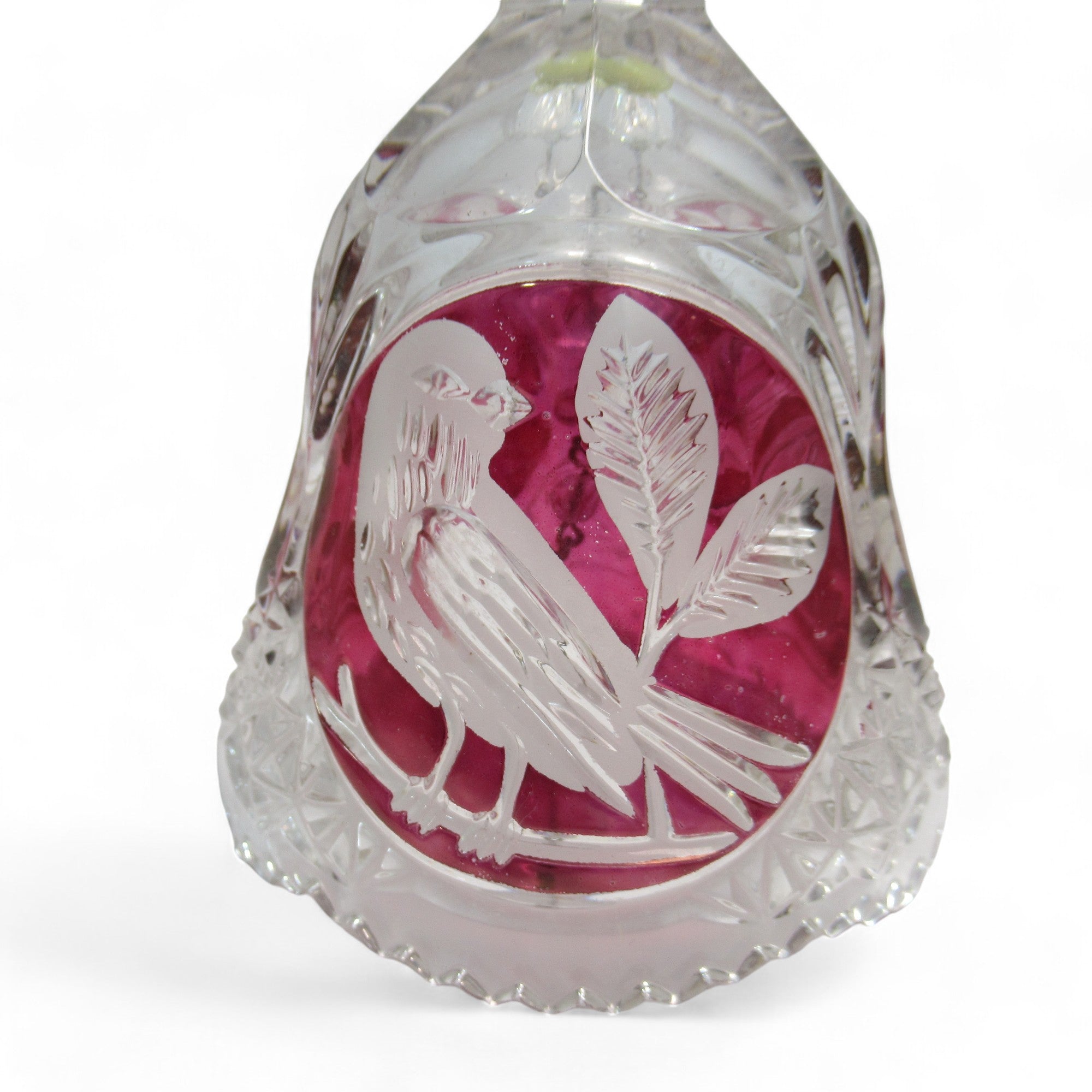 Close up image of Bleikristall Lead Crystal Cut Ruby Glass Dinner Bell 