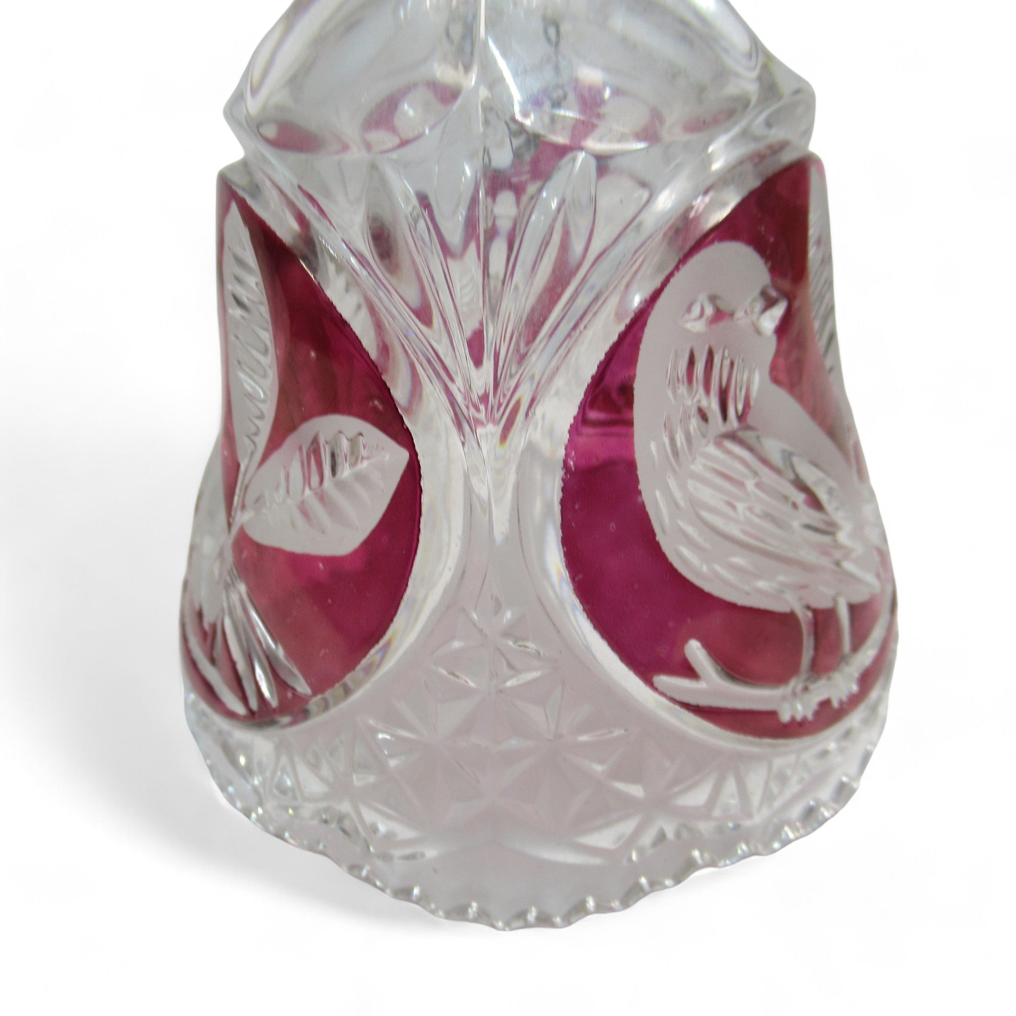 Side image of Bleikristall Lead Crystal Cut Ruby Glass Dinner Bell 