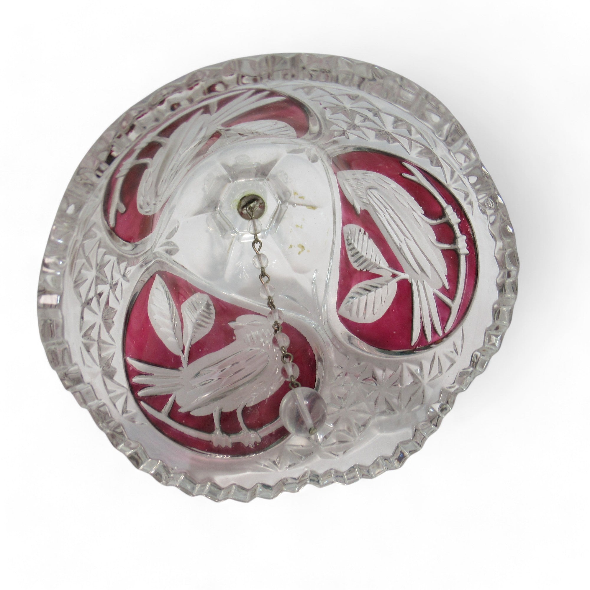 Underside image of Bleikristall Lead Crystal Cut Ruby Glass Dinner Bell 