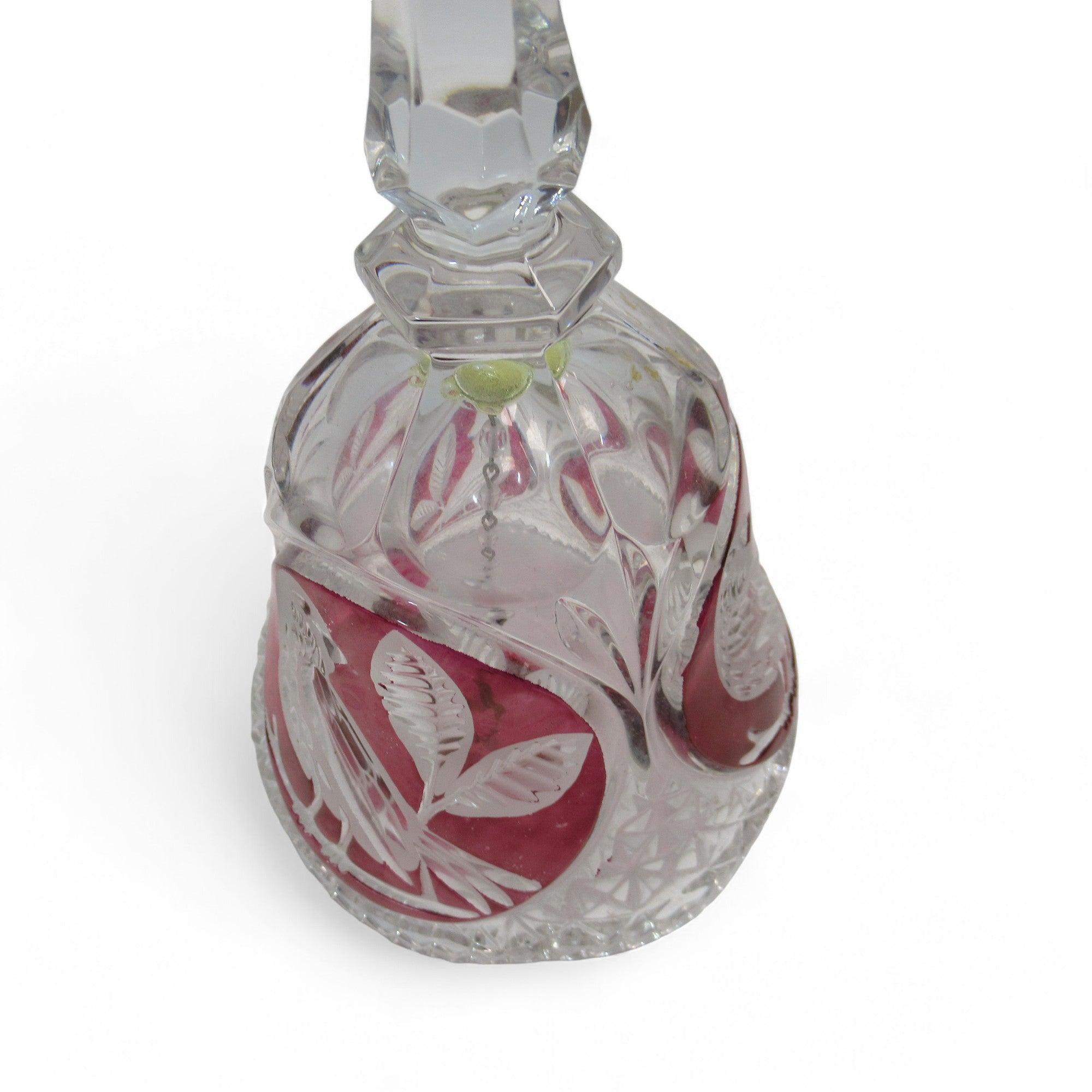 Top angle image of Bleikristall Lead Crystal Cut Ruby Glass Dinner Bell 