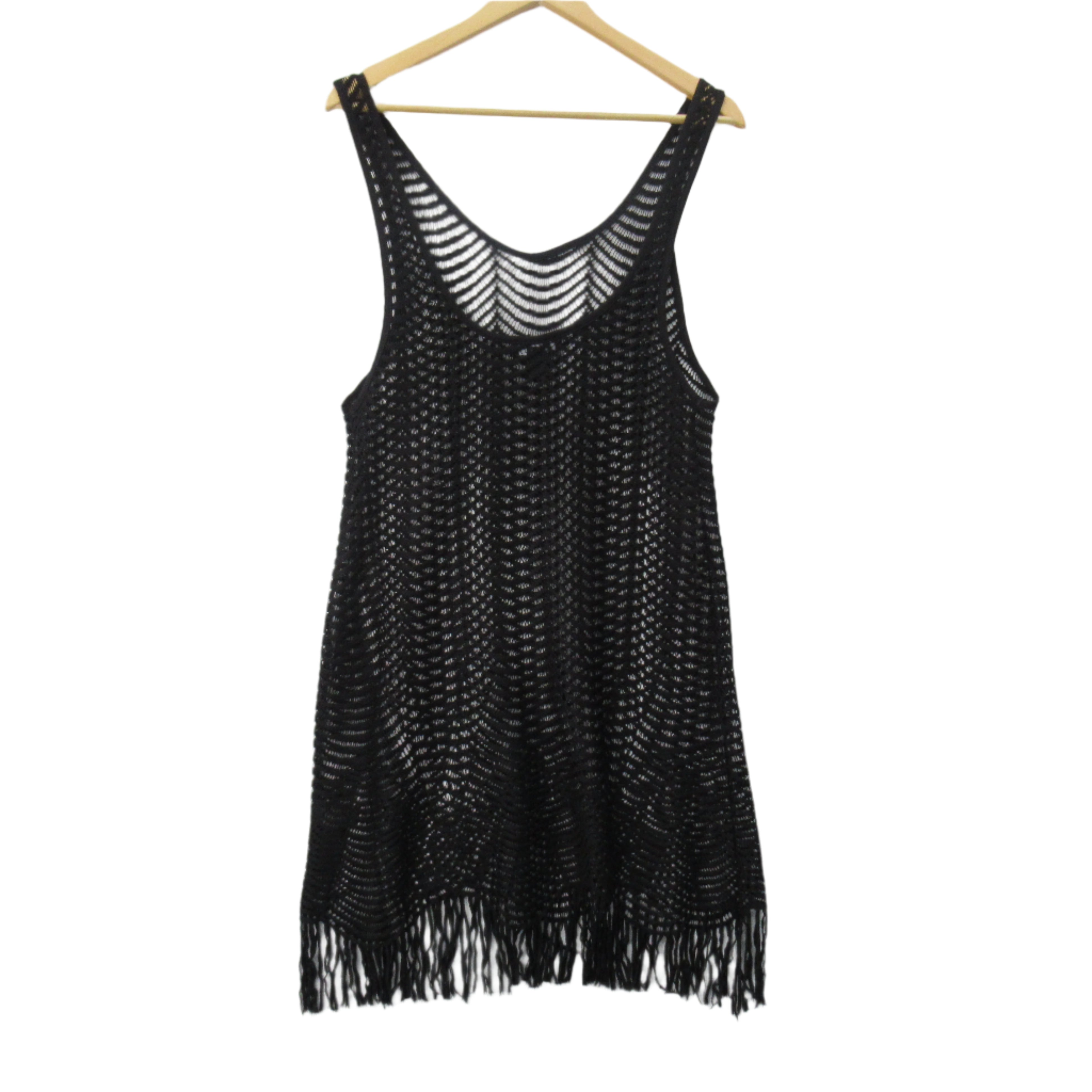 back image for New Look String Vest Black Medium Unisex | Pre-loved