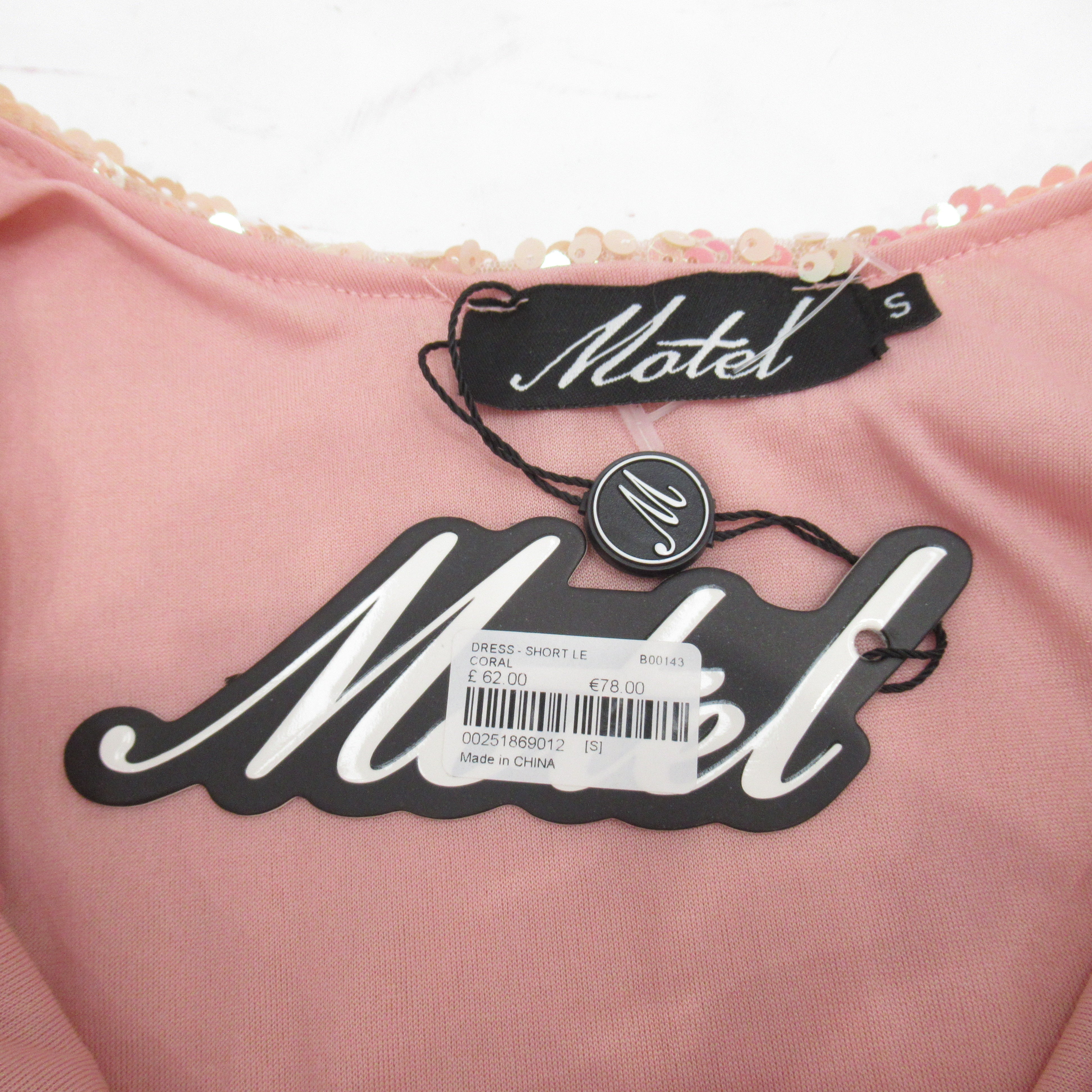 label image for Motel Sequin Backless Dress Small Pink Womenswear | Pre-loved