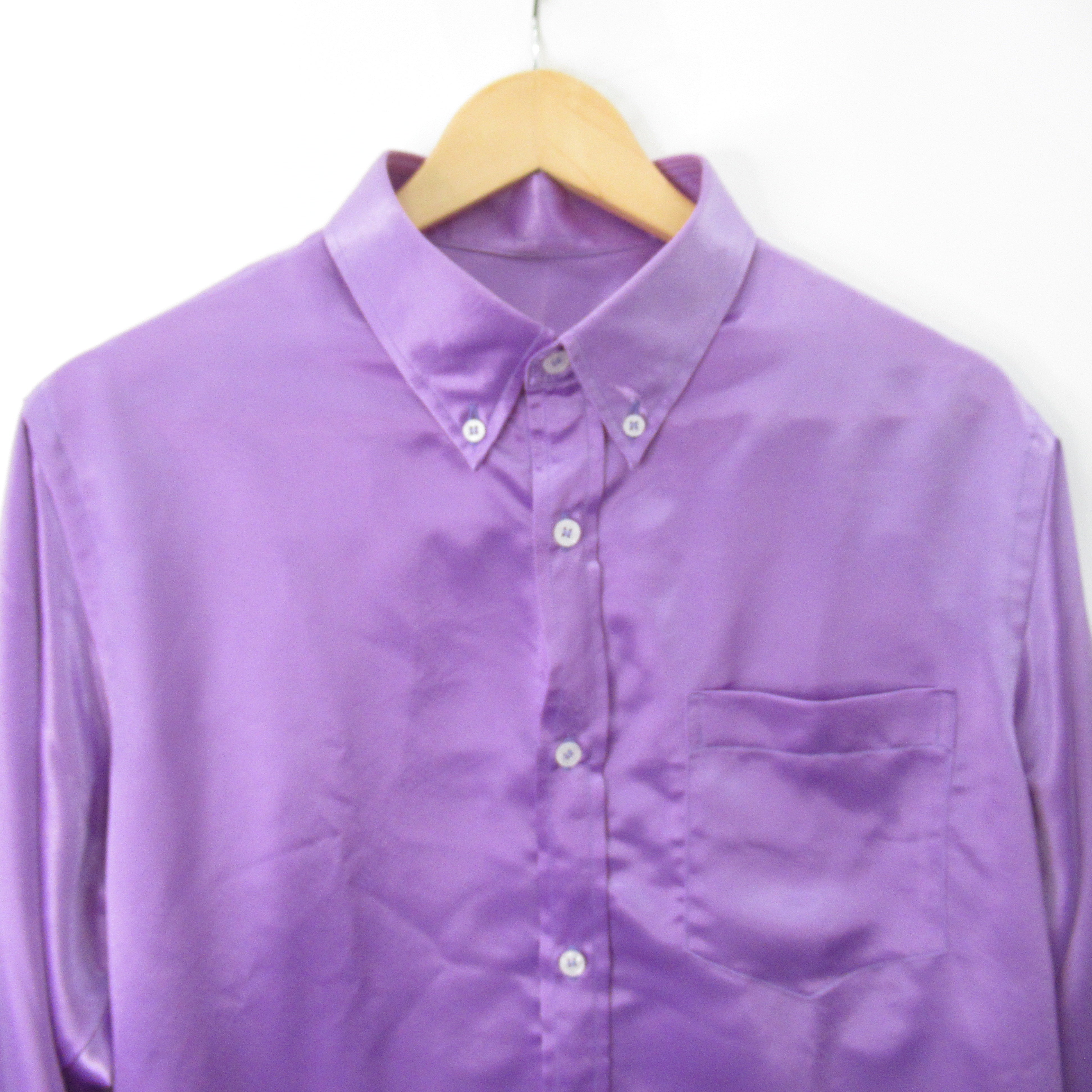 front image for Brioni Vintage Satin Shirt XL Purple Lilac Menswear | Pre-loved