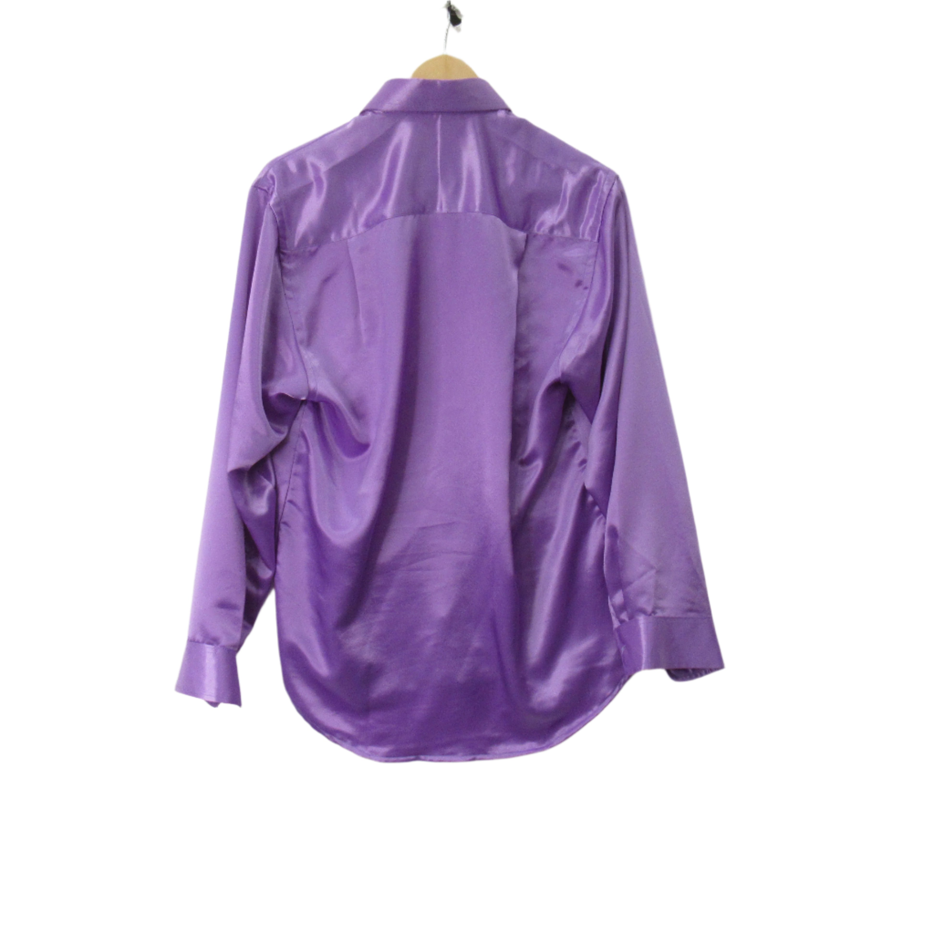 back image for Brioni Vintage Satin Shirt XL Purple Lilac Menswear | Pre-loved