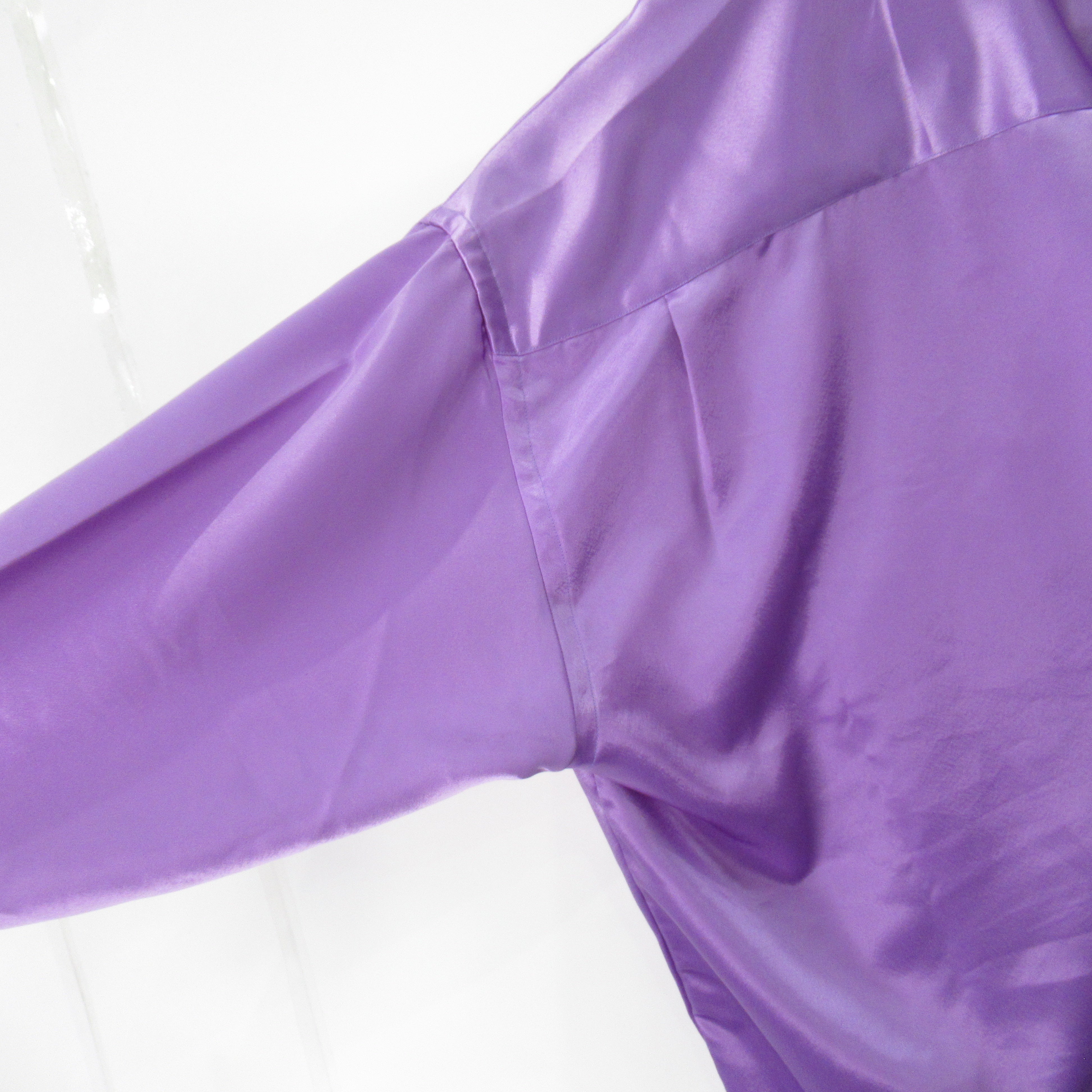 sleeve image for Brioni Vintage Satin Shirt XL Purple Lilac Menswear | Pre-loved
