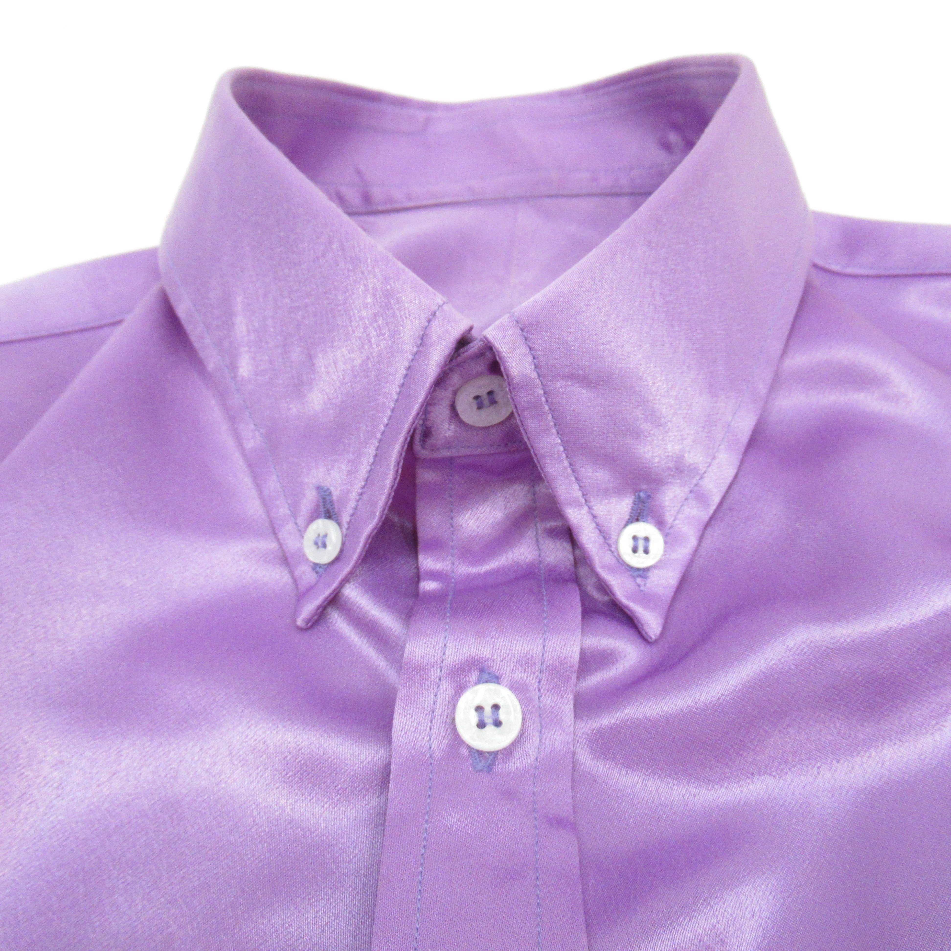 Brioni Vintage Satin Shirt XL Purple Lilac Menswear | Pre-loved