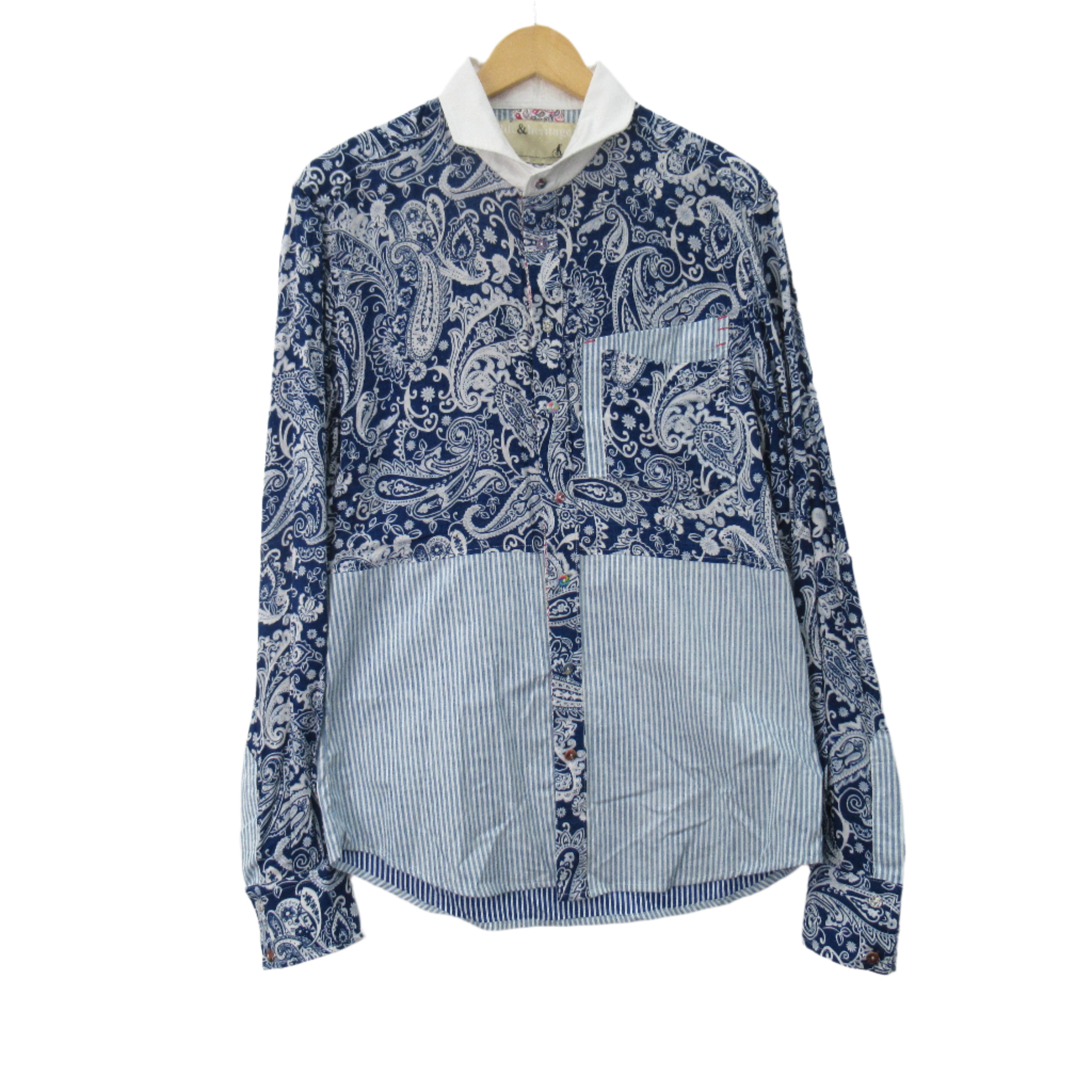 front image for Life & Heritage Shirt Blue Paisley Medium Menswear | Pre-loved