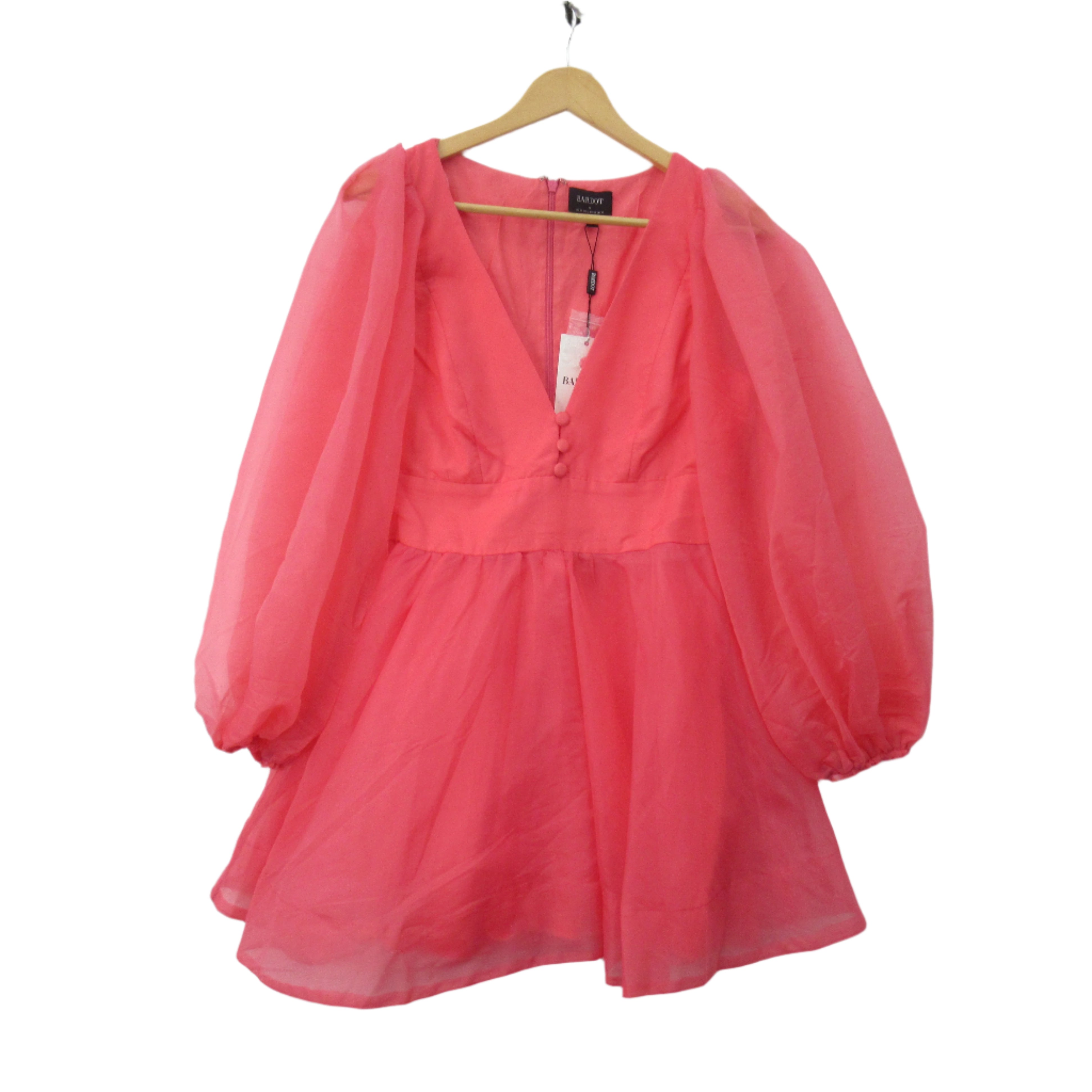 front image for Bardot Organza Mini Dress Pink UK 10 Womenswear | Pre-loved