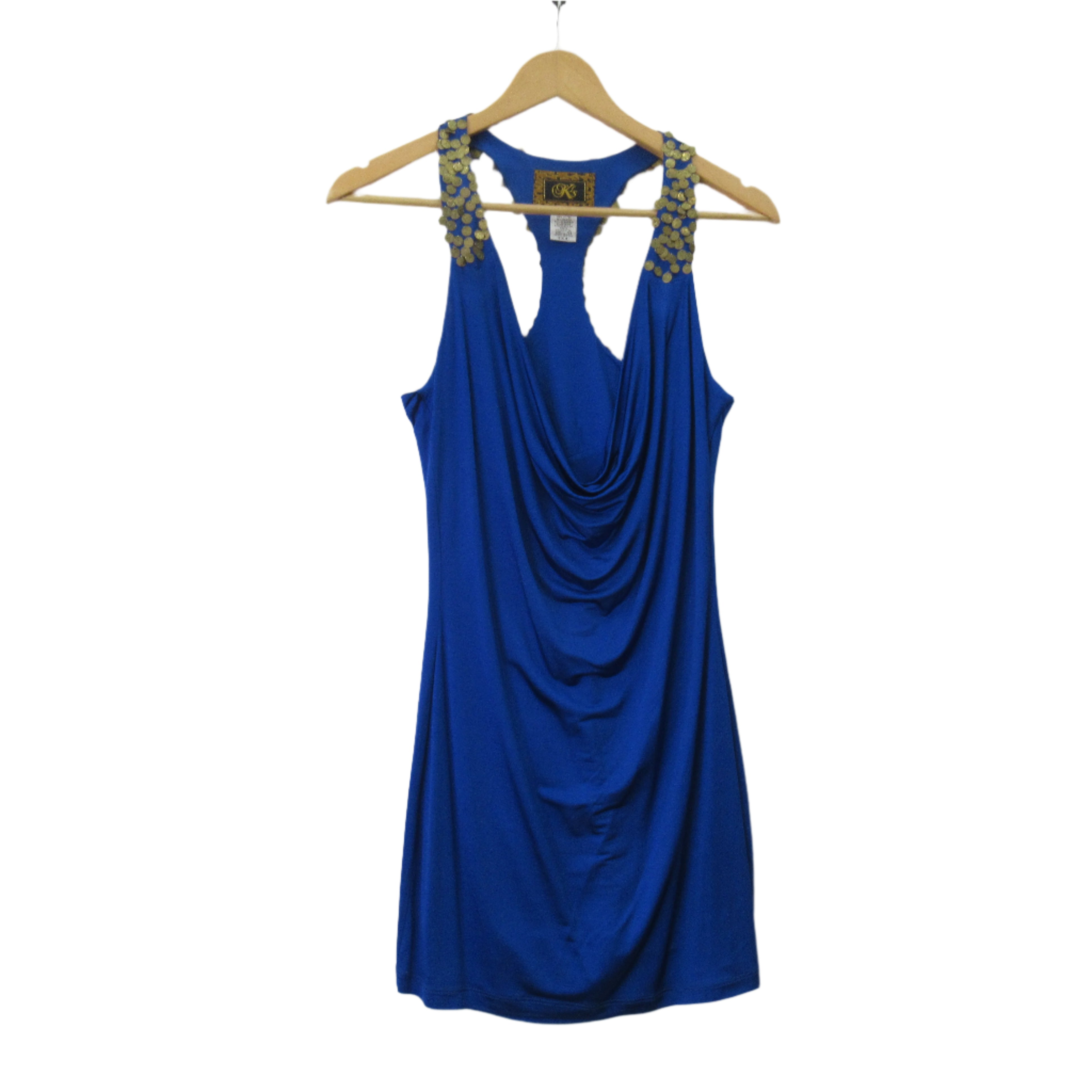 front image for KLS Mini Dress Small Blue Gold Coin Womenswear | Pre-loved
