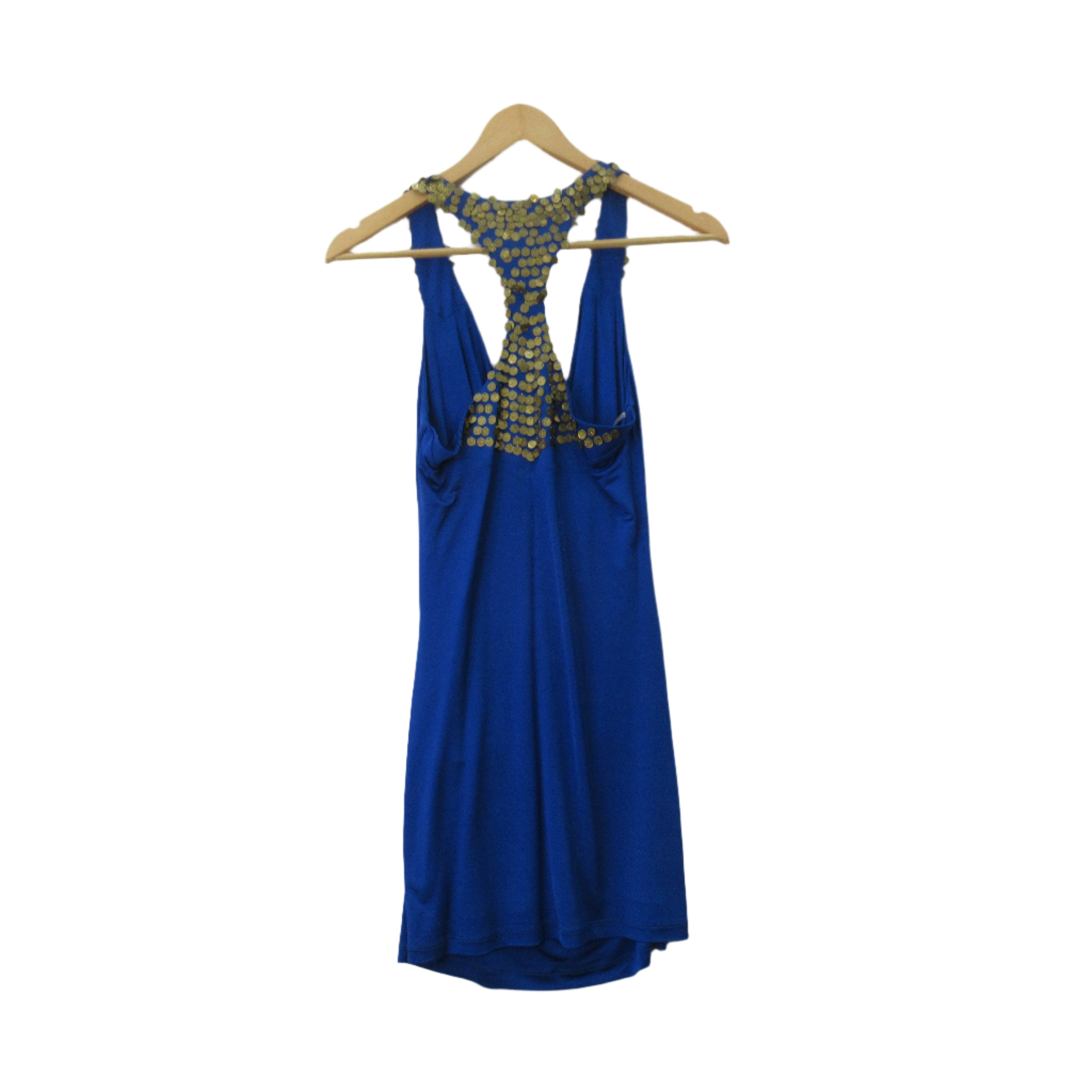 back image for KLS Mini Dress Small Blue Gold Coin Womenswear | Pre-loved
