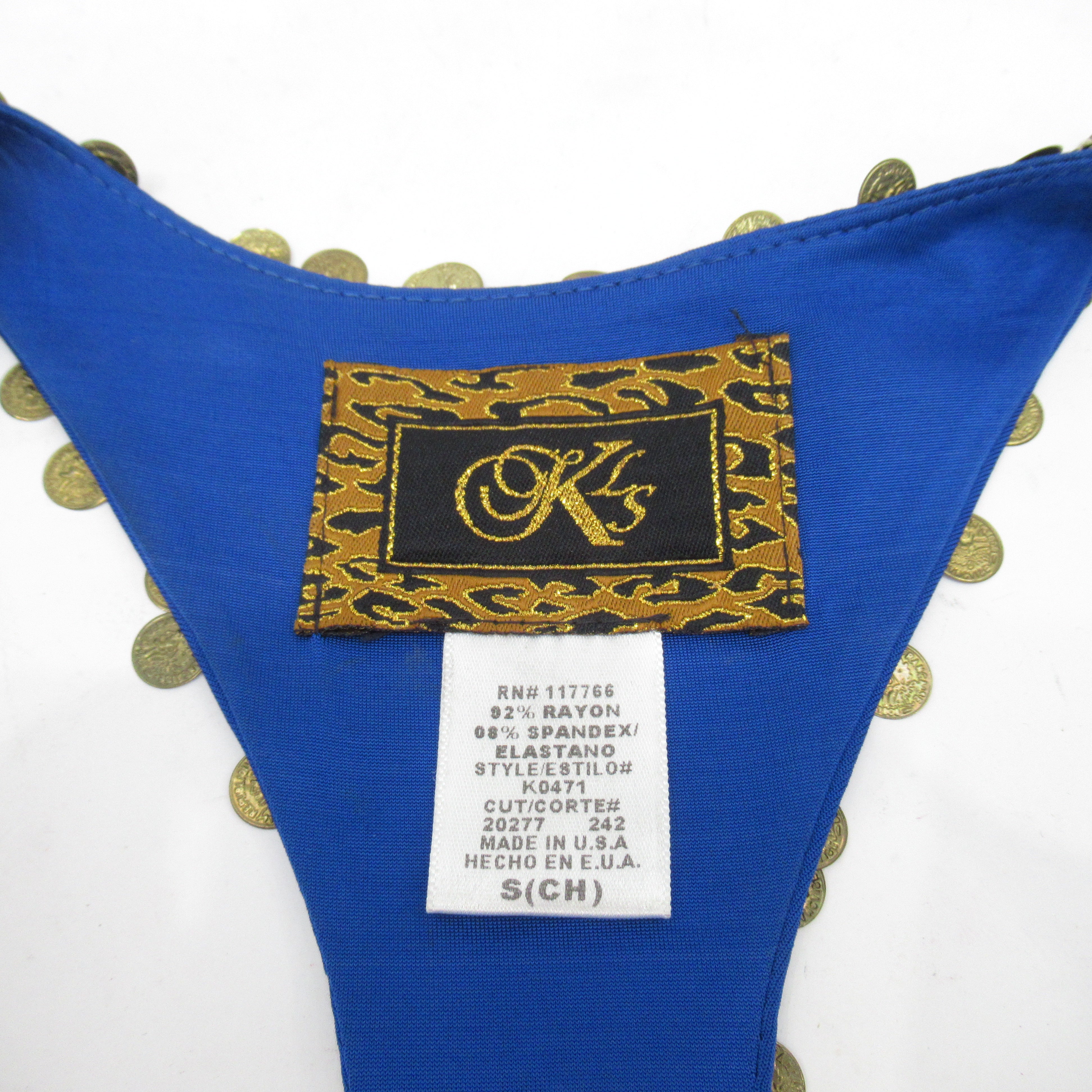 label image for KLS Mini Dress Small Blue Gold Coin Womenswear | Pre-loved