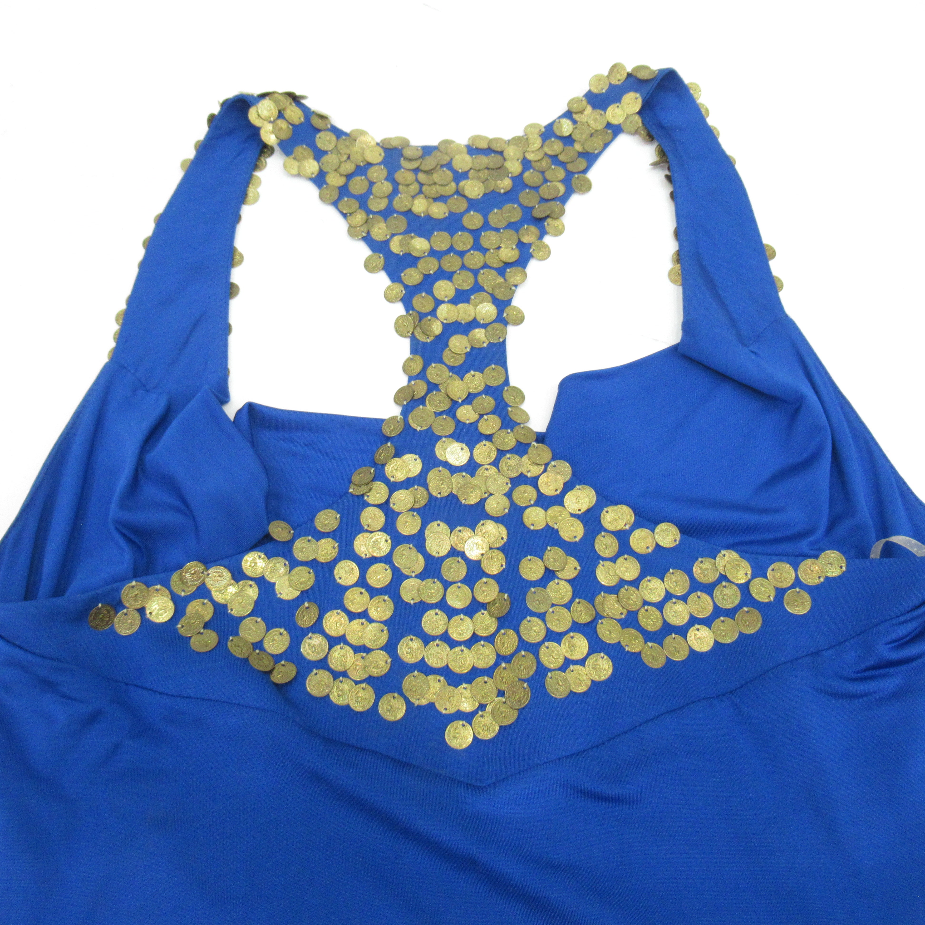 back detail image for KLS Mini Dress Small Blue Gold Coin Womenswear | Pre-loved