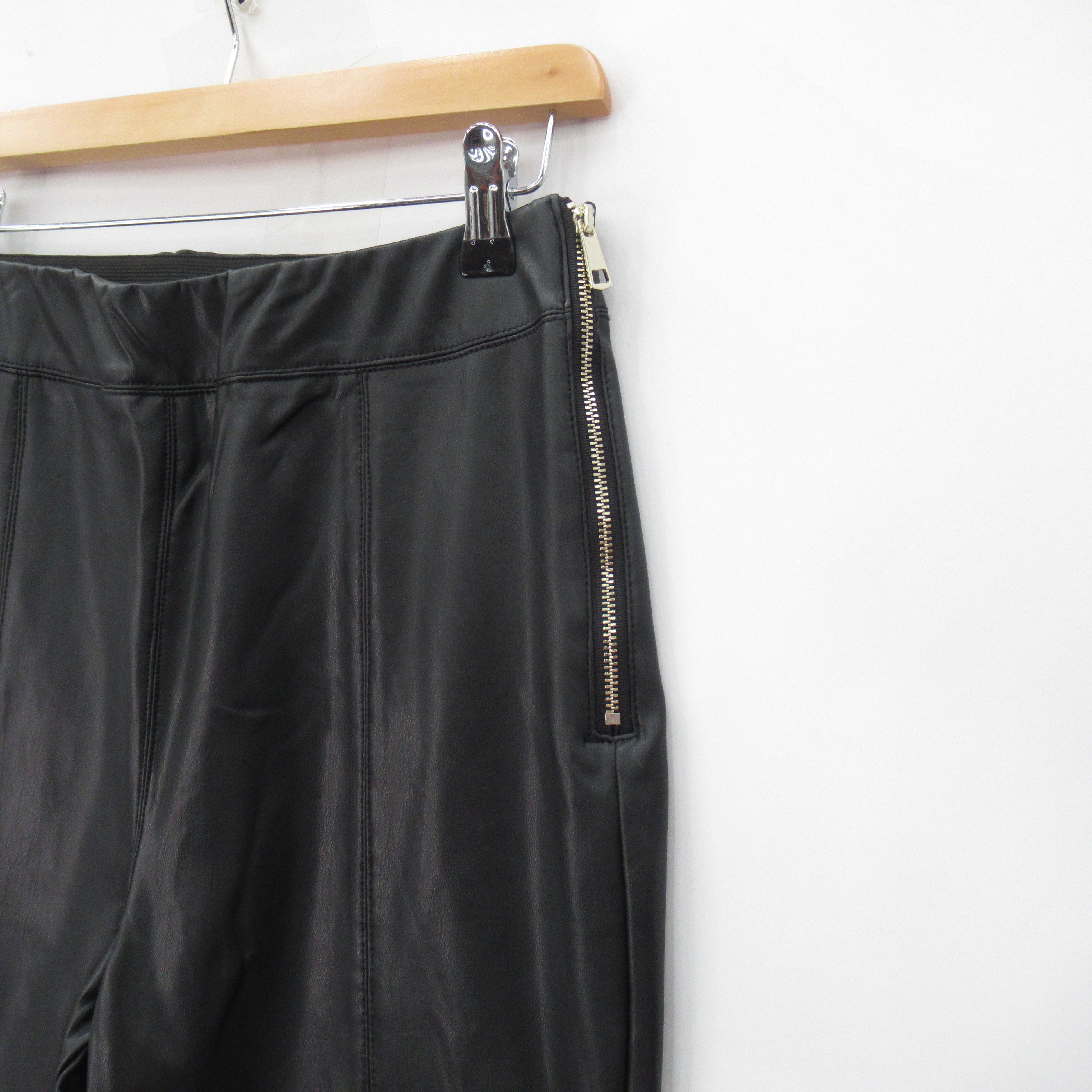 fasten image for River Island Faux Leather Trousers UK 10 Black Womenswear | Pre-loved