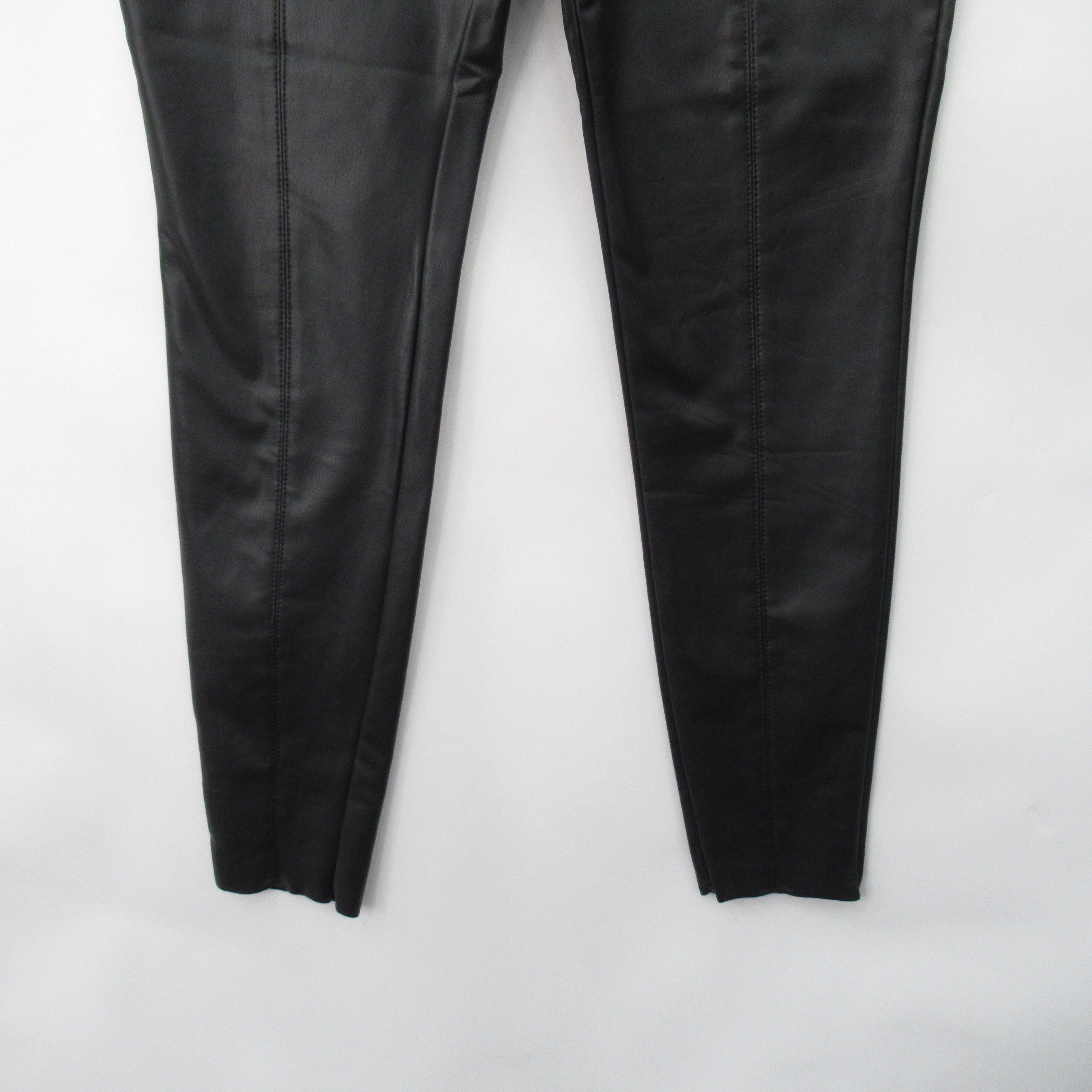 leg image for River Island Faux Leather Trousers UK 10 Black Womenswear | Pre-loved
