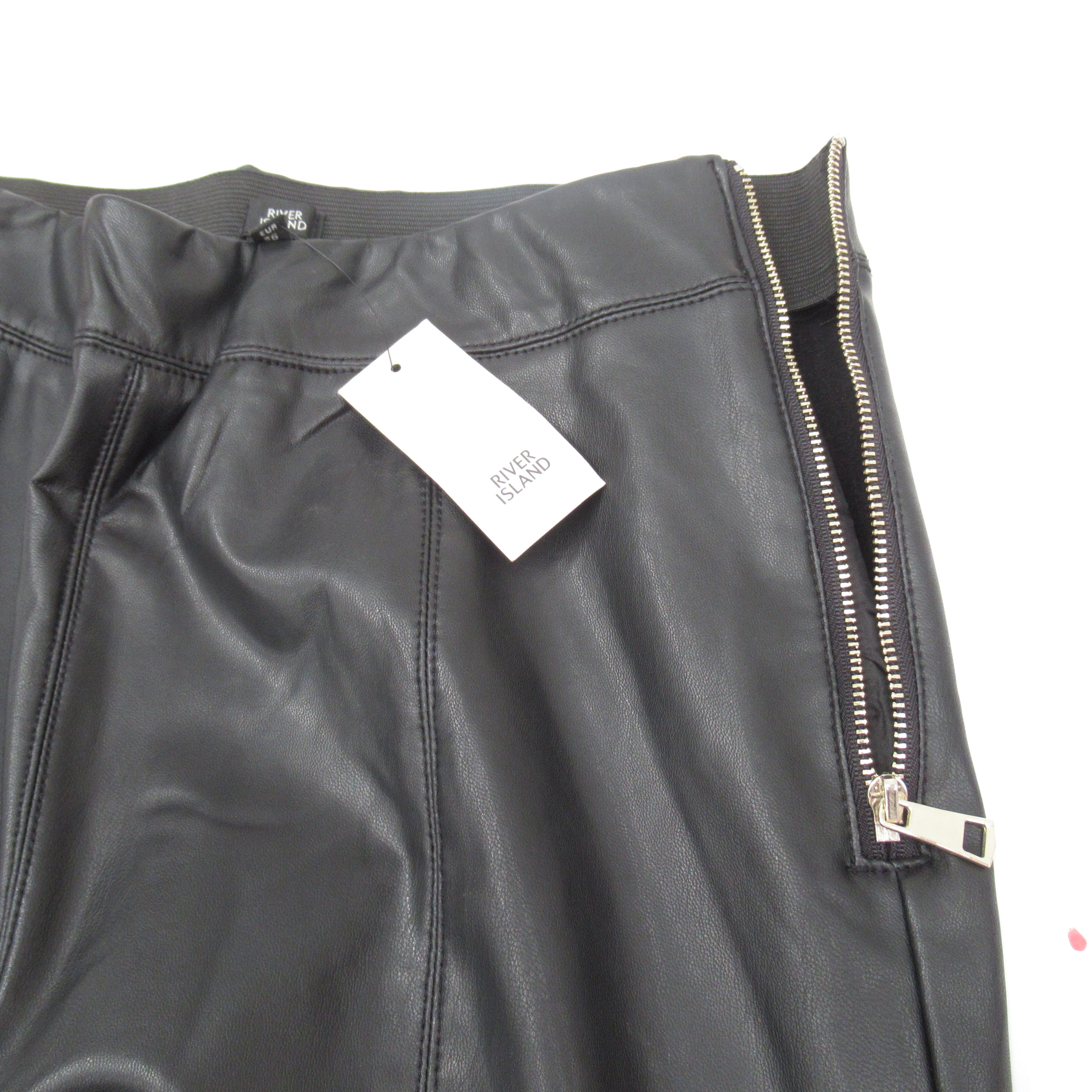 fasten image for River Island Faux Leather Trousers UK 10 Black Womenswear | Pre-loved