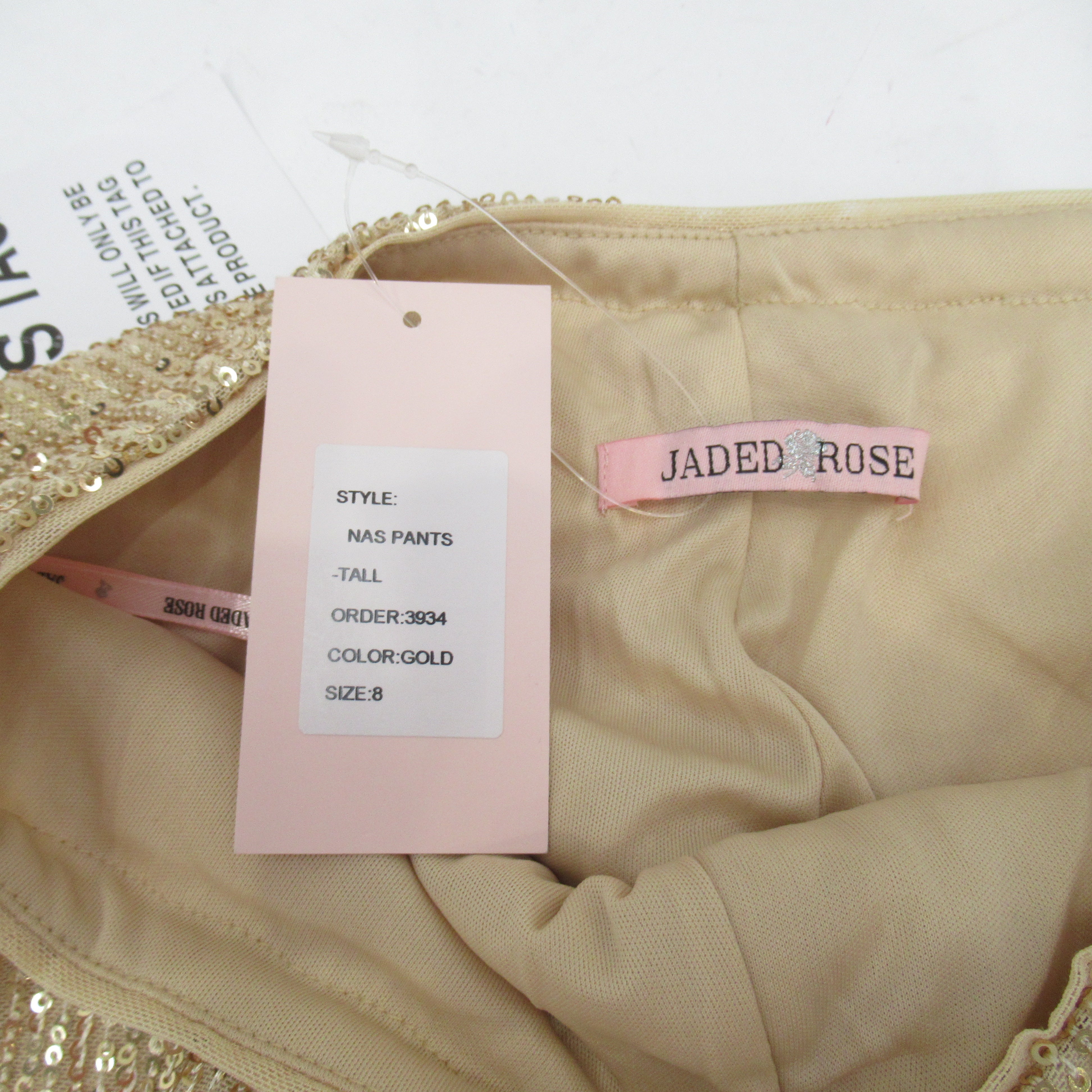 label image for Jaded Rose Trousers UK 8 Gold Sequin Womenswear - Preloved