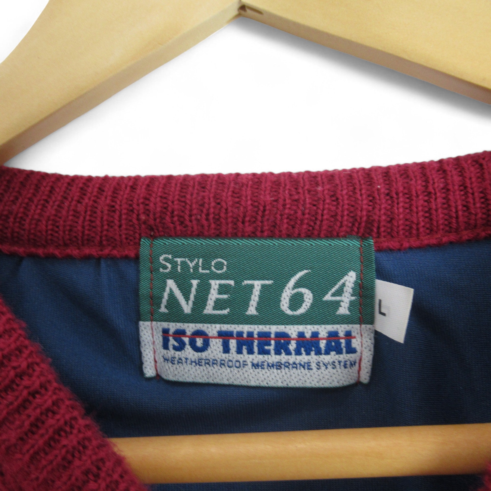 label image for Stylo Net 64 Large Red Thermal Jumper Vintage Menswear | Preloved