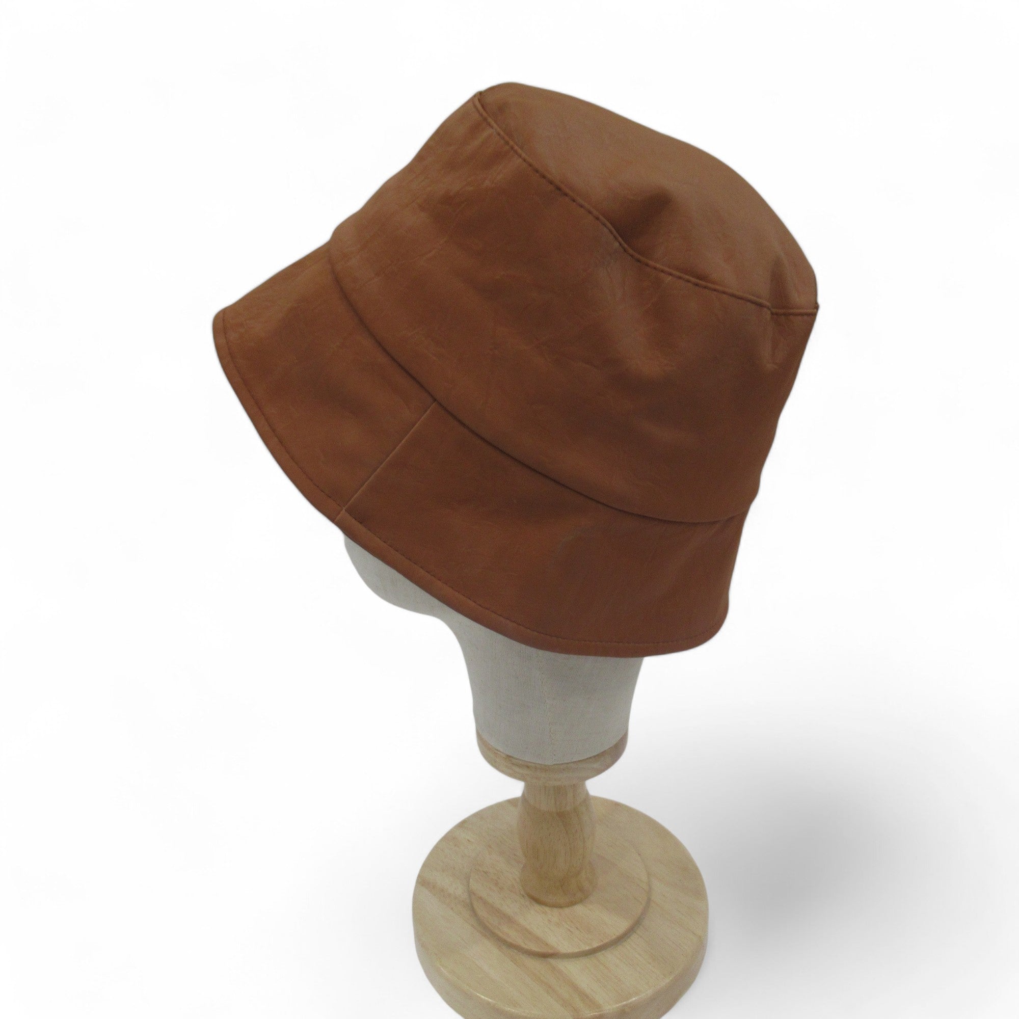 side image for Intrend Brown Bucket Hat Vegan Leather Menswear | Preloved 