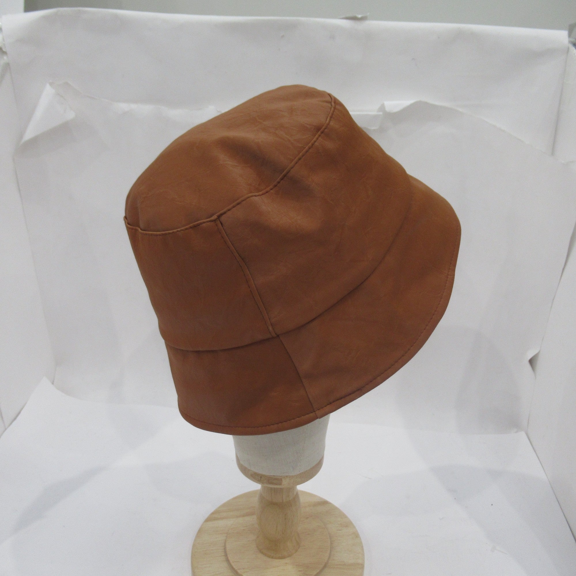 side image for Intrend Brown Bucket Hat Vegan Leather Menswear | Preloved 