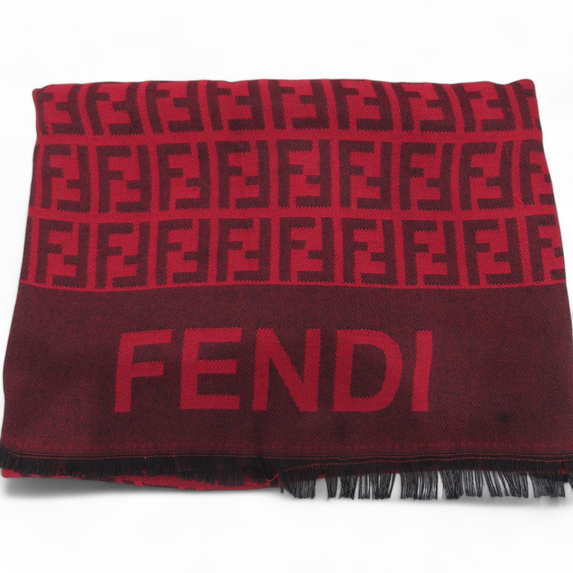 folded image for Fendi Red Large Scarf Shawl Wrap Womenswear | Preloved 