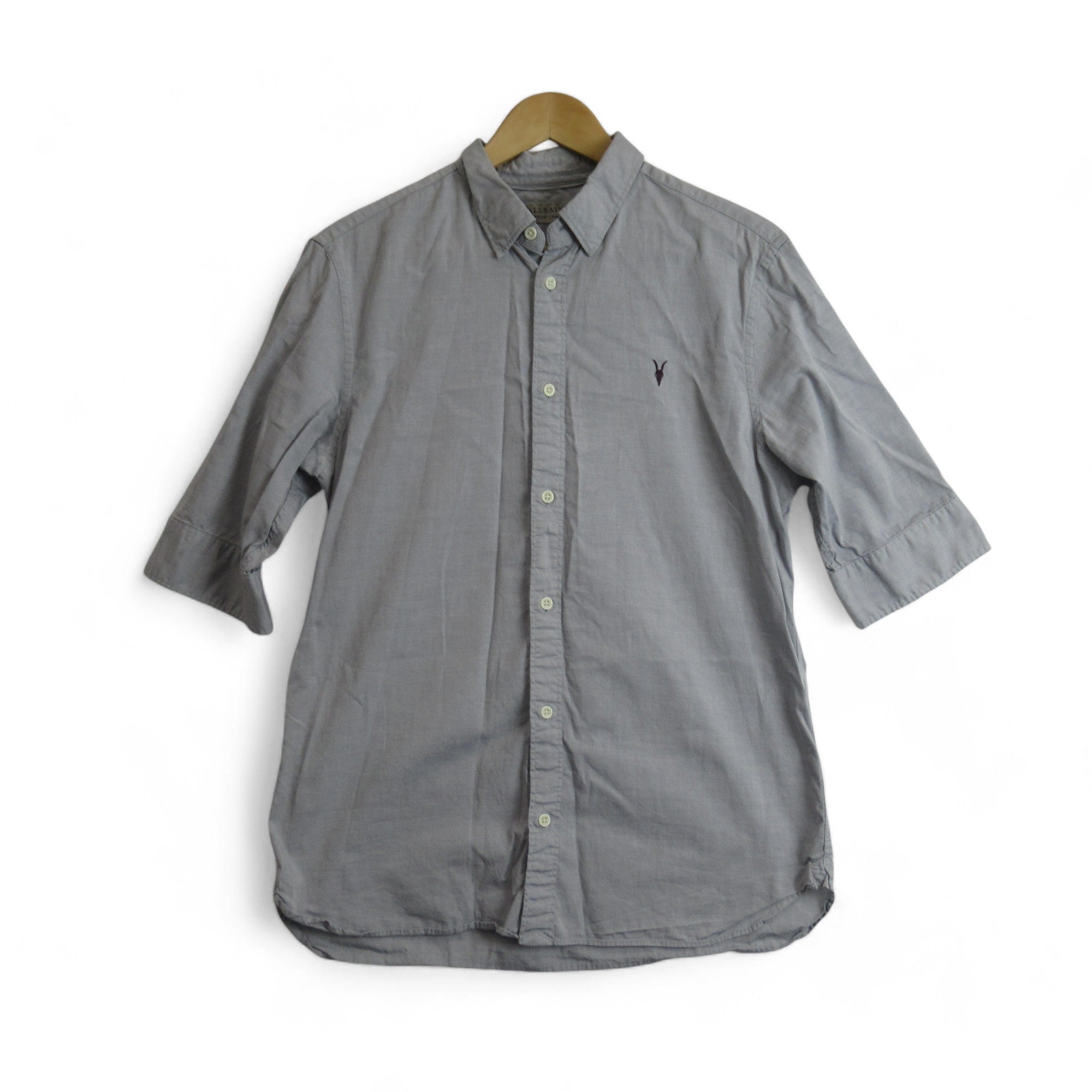 front image for All Saints Small Grey Shirt Cotton Menswear | Preloved