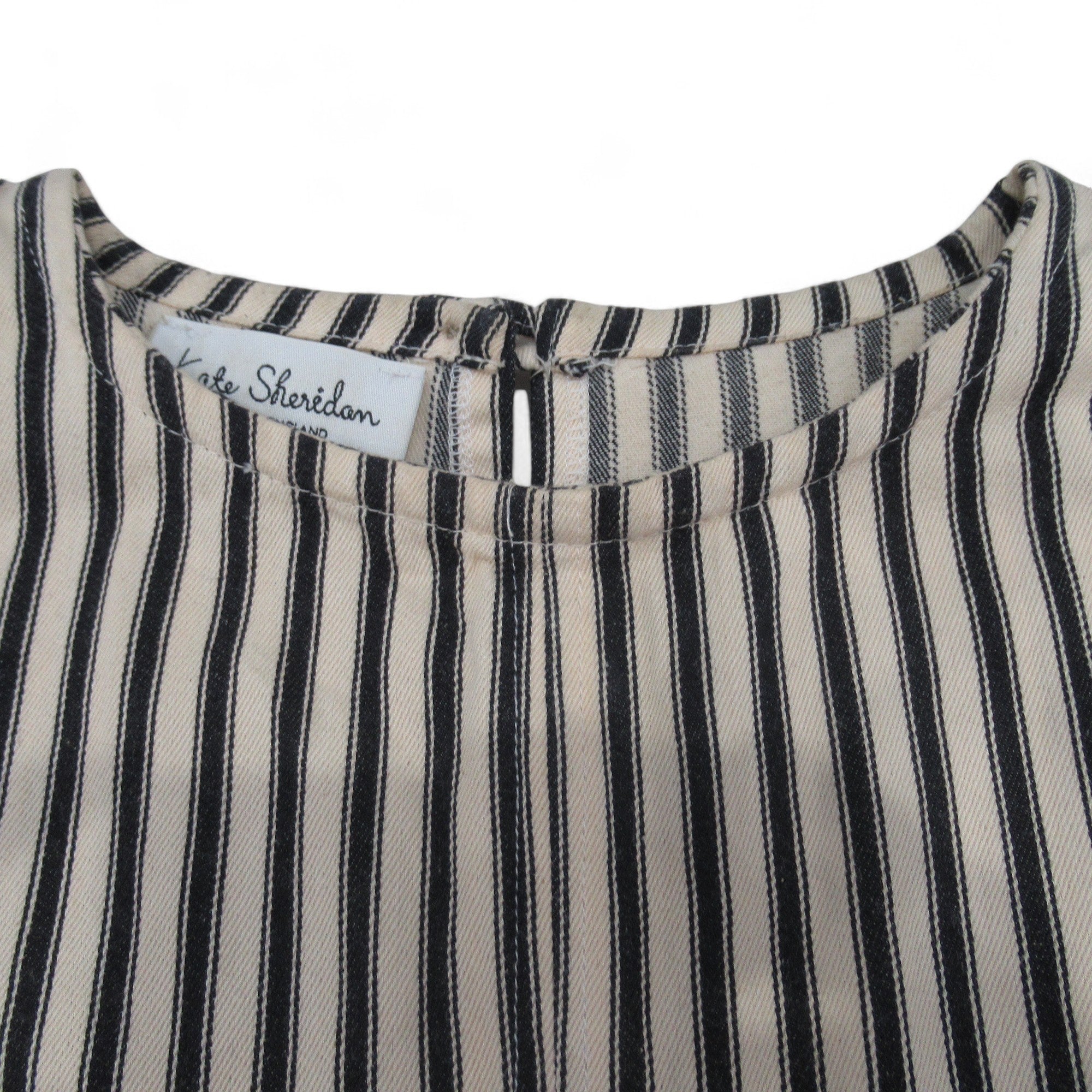 neck image for Kate Sheridan Oversized Beige Black Striped Top Womenswear | Preloved 