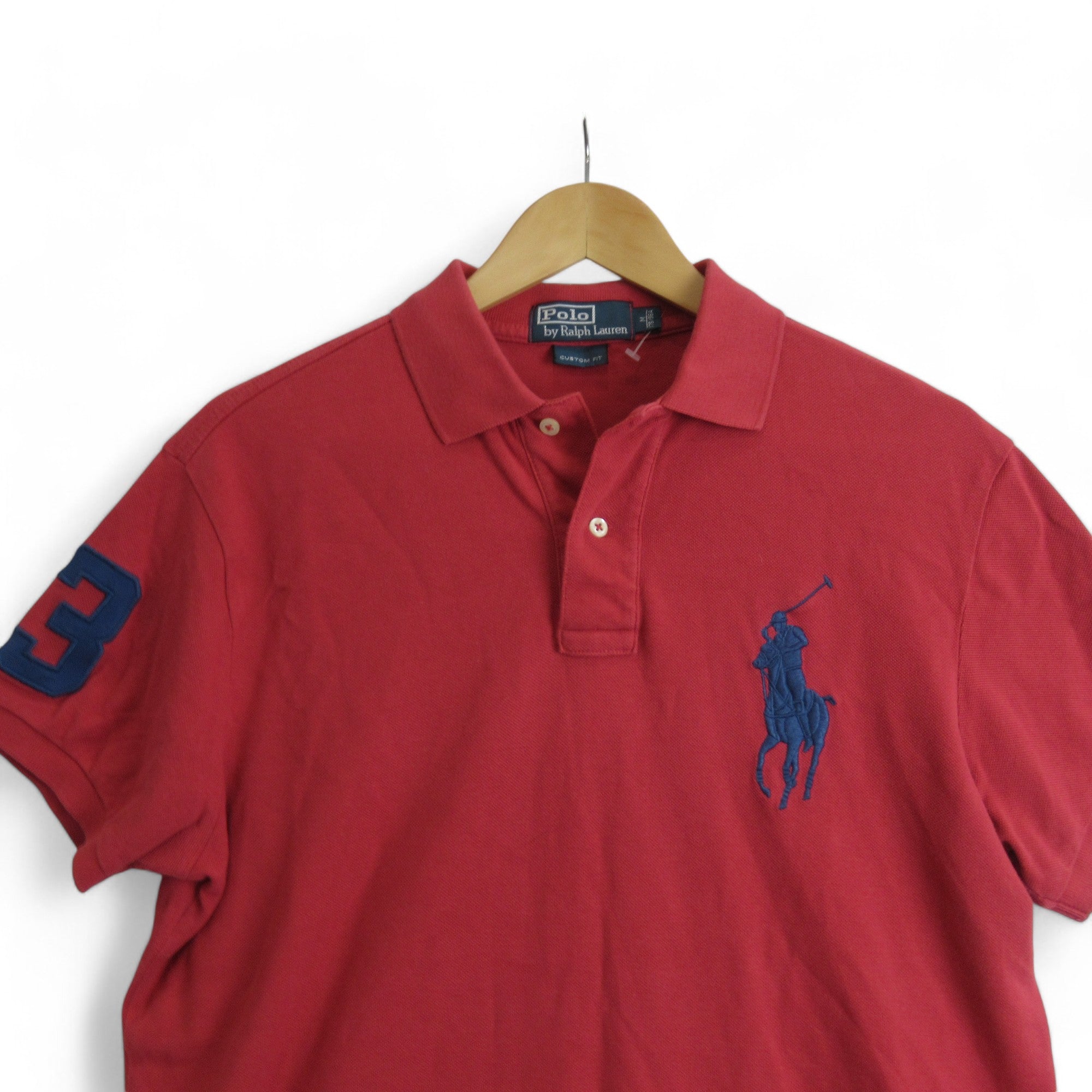 top image for Ralph Lauren Medium Red Polo Shirt Menswear | Preloved 