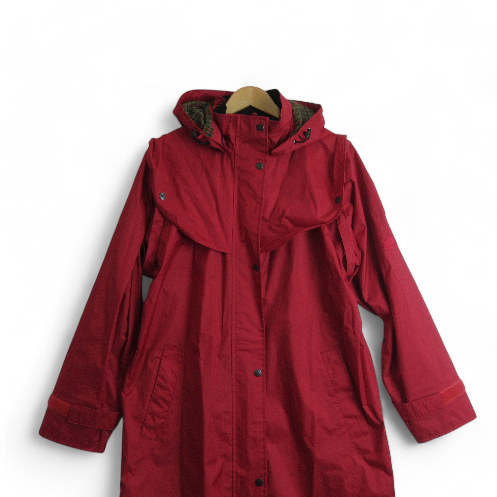 top image for Jack Murphy UK 12 Red Waterproof Mac Trench Coat Womenswear | Preloved