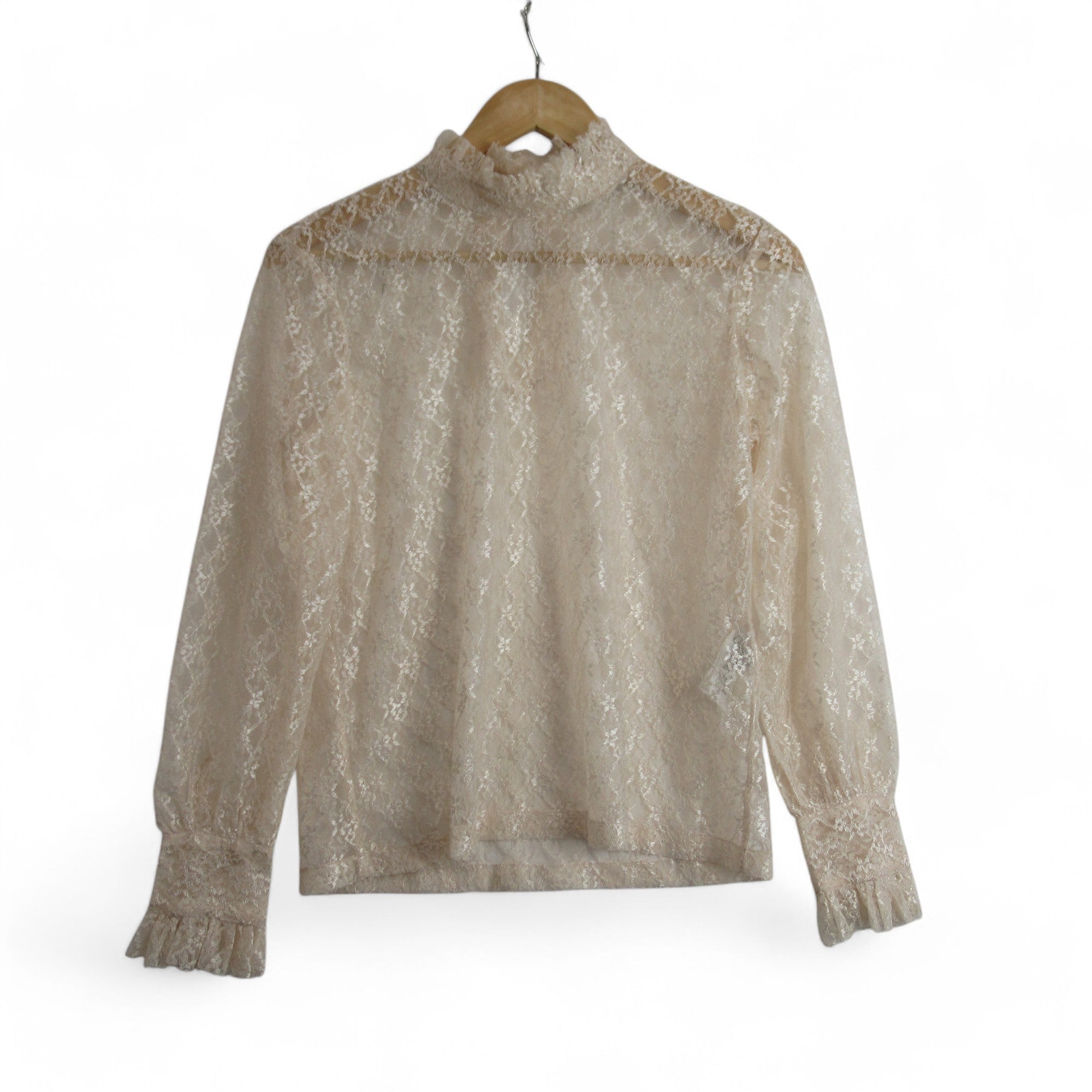 front image for Sandro Paris UK 14 Cream Lace Blouse Womenswear | Preloved