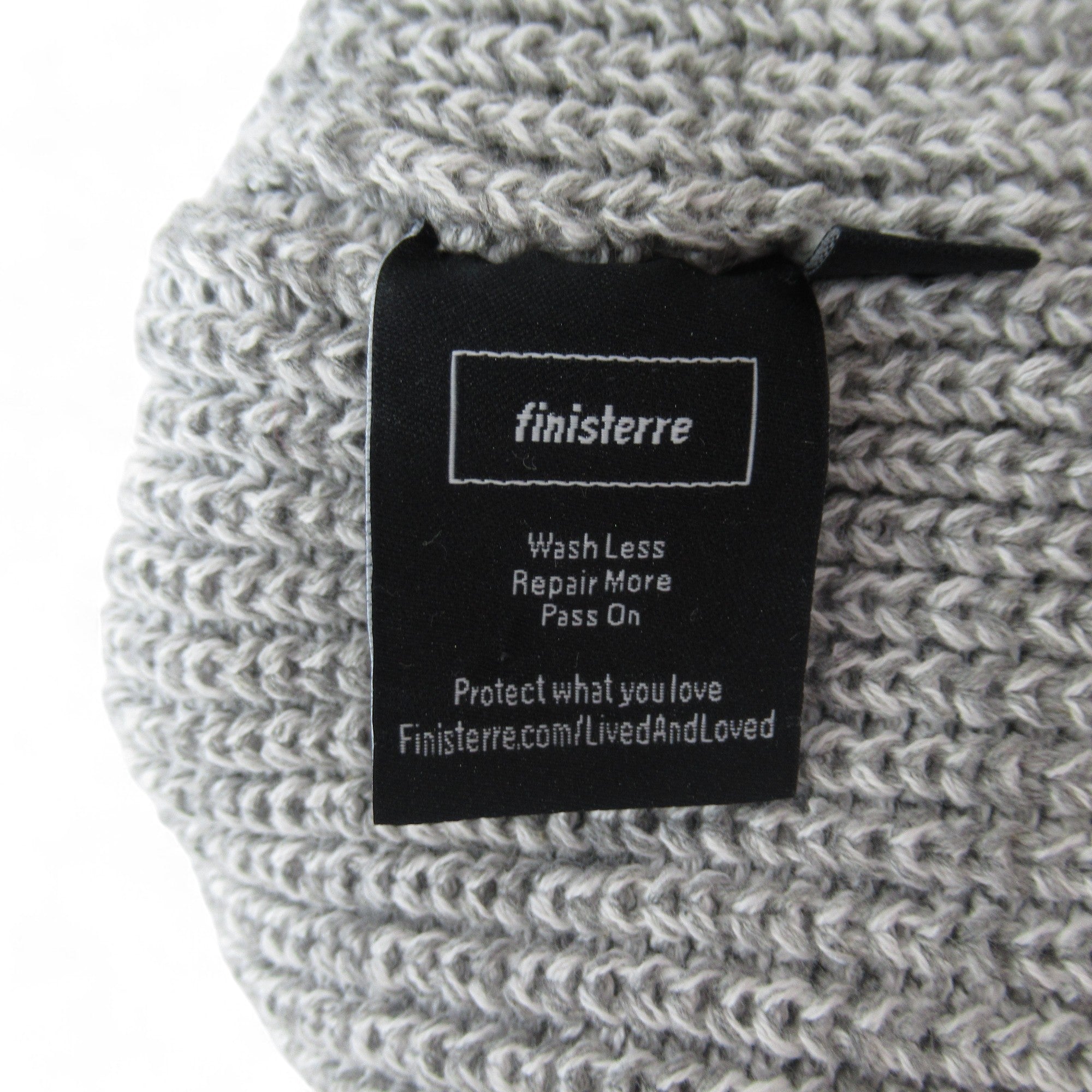 care label image for Finisterre Beanie Hat Knit Grey One Size Menswear | Preloved 