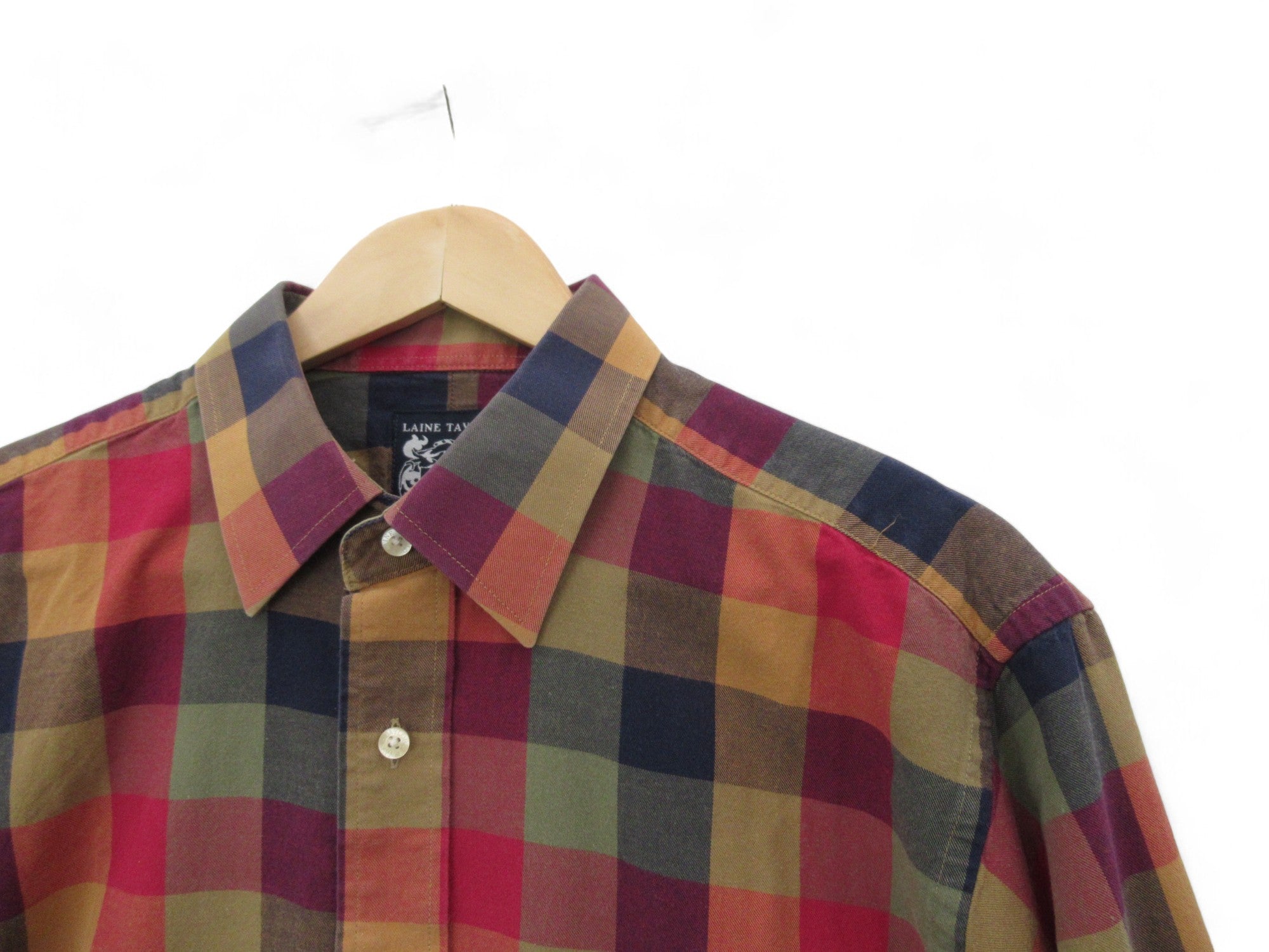 Close up of front image for Laine Taylor 16" Multicoloured Check Shirt Menswear | Preloved 