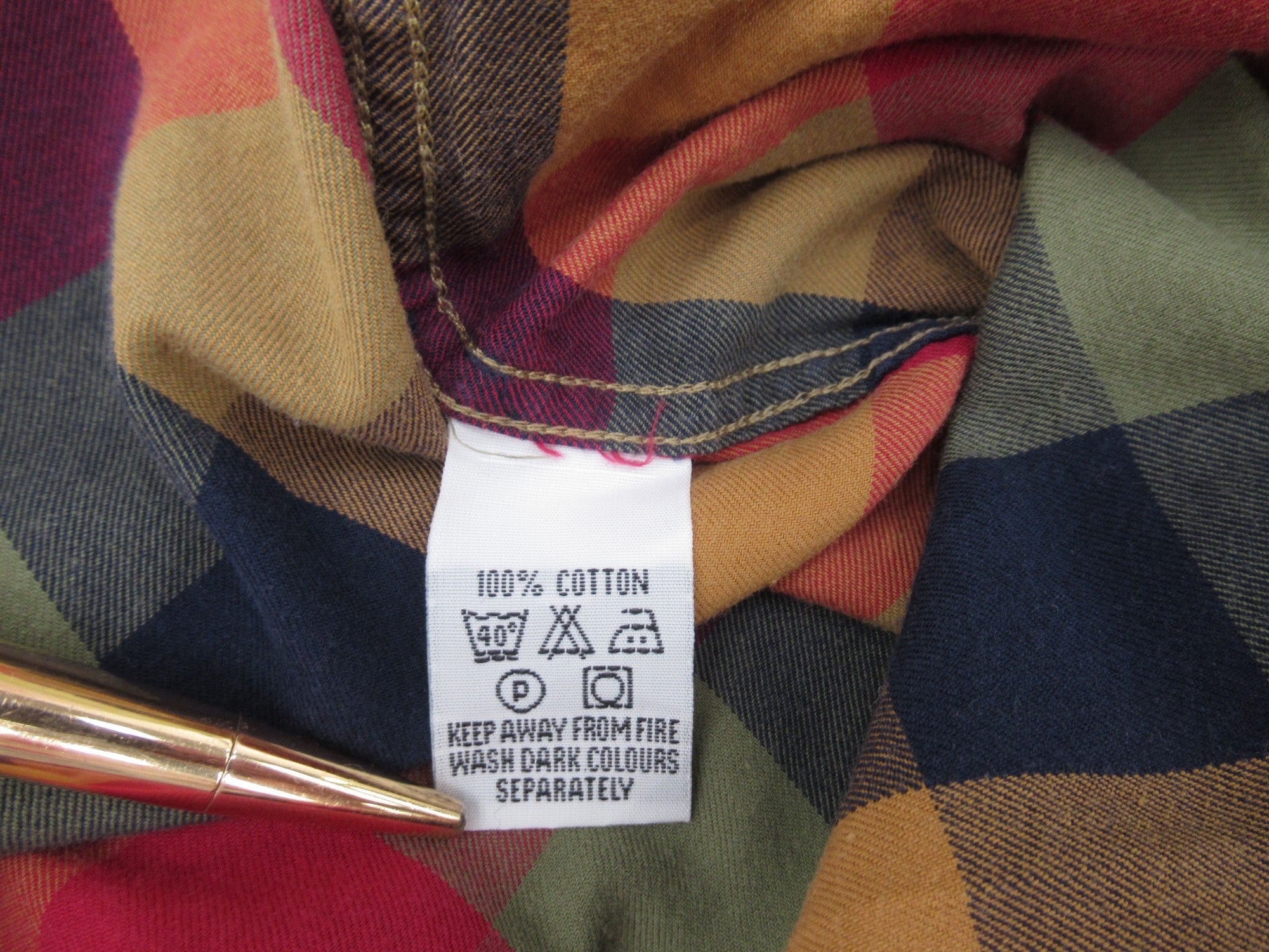 Care label image for Laine Taylor 16" Multicoloured Check Shirt Menswear | Preloved 