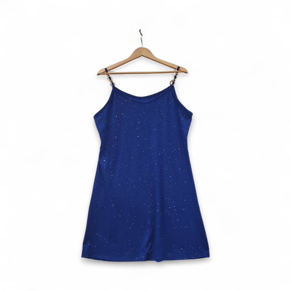front image for Strappy Dress Short XXL Blue Glitter Womenswear | Pre-loved