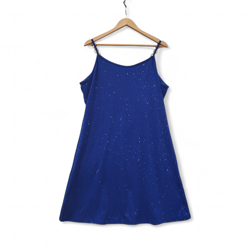 back image for Strappy Dress Short XXL Blue Glitter Womenswear | Pre-loved