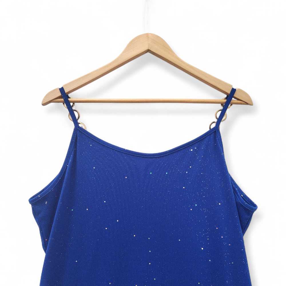 back image for Strappy Dress Short XXL Blue Glitter Womenswear | Pre-loved