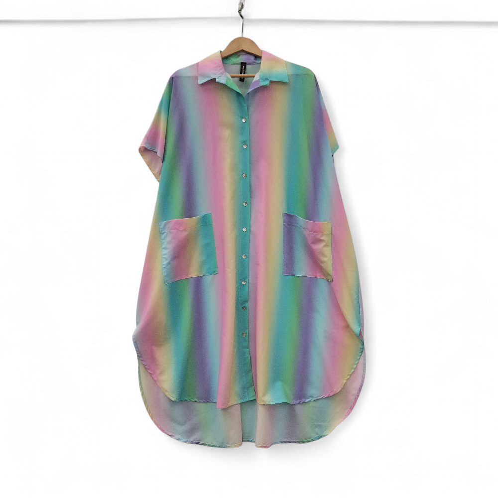 front image for The Closet Queen Rainbow Shirt Dress XXL Womenswear | Pre-loved