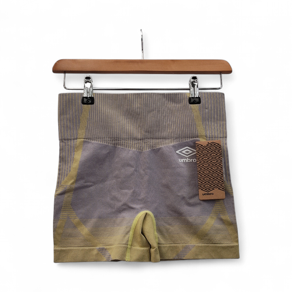 front image for Umbro Seamless Gym Shorts UK 12 Grey Yellow Womenswear | Pre-loved