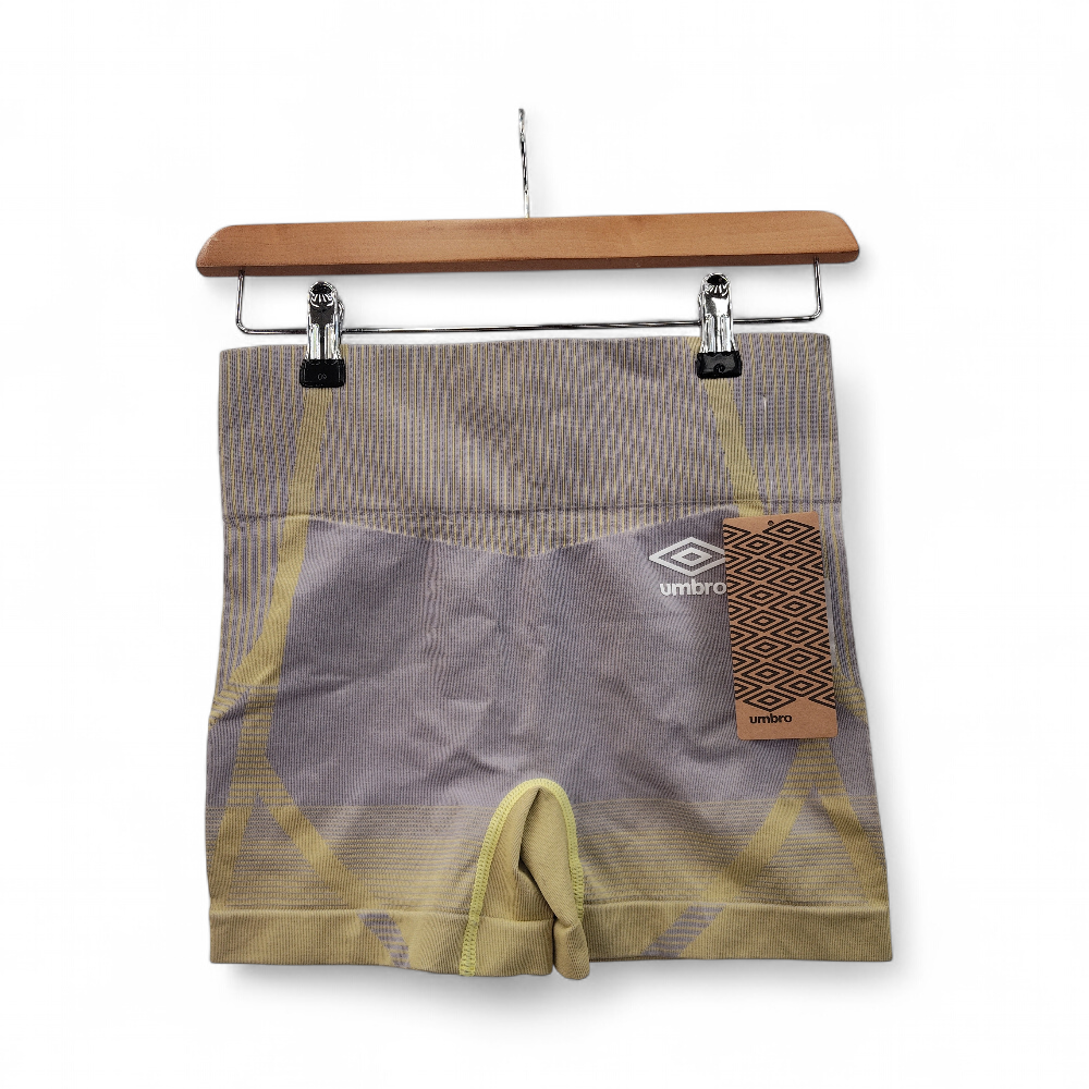 back image for Umbro Seamless Gym Shorts UK 12 Grey Yellow Womenswear | Pre-loved
