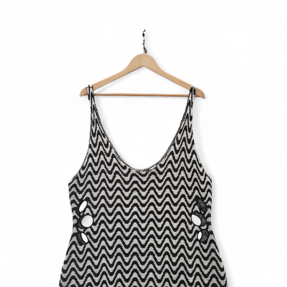 top image for Geometric Cut Out Dress XXL Black White Womenswear | Pre-loved