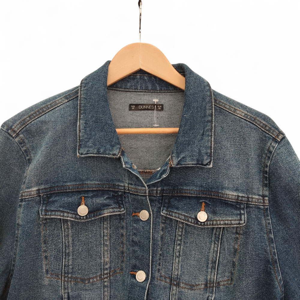 collar image for Dunnes Denim Jacket UK 22 Blue Womenswear | Pre-loved