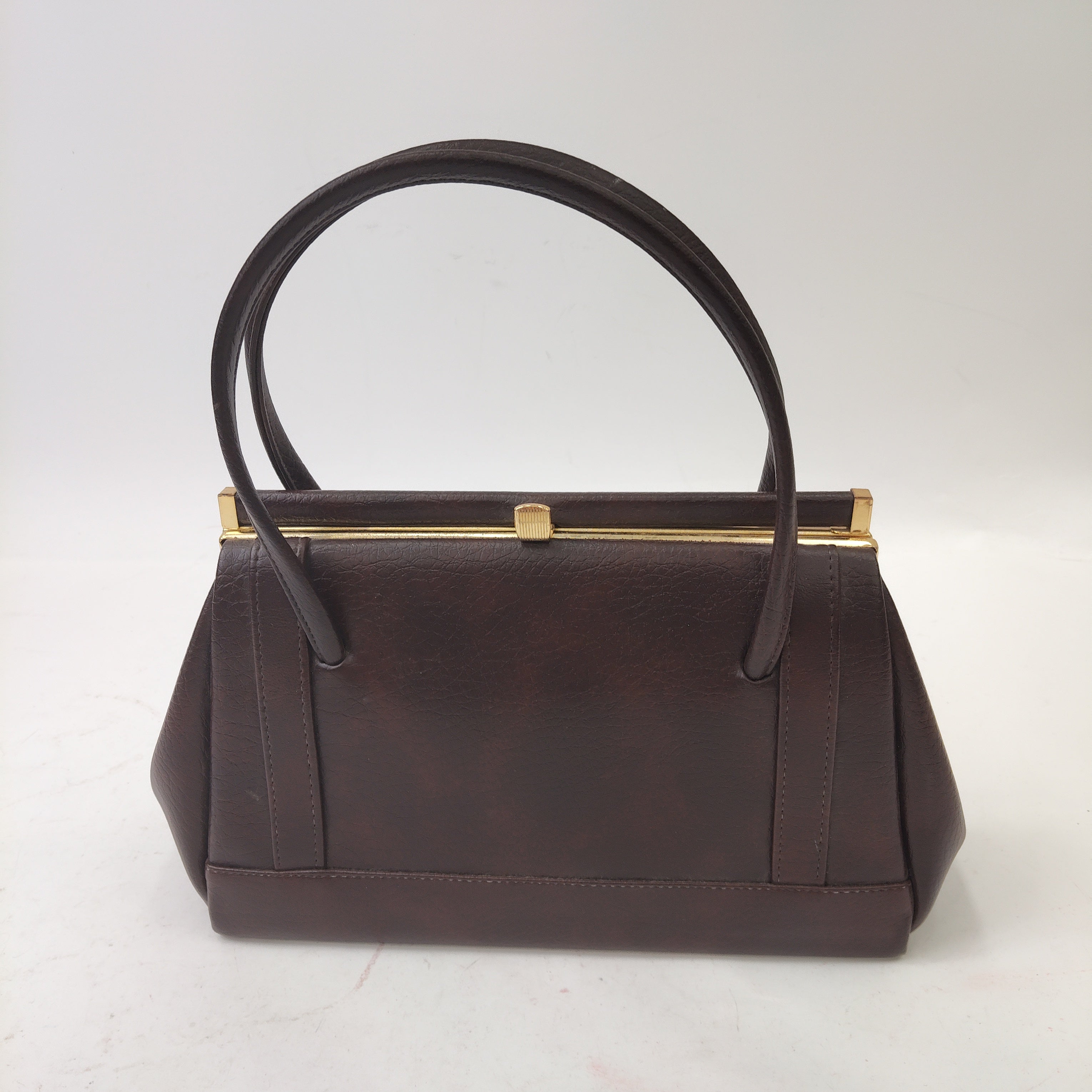 front image for Vintage Handbag Double Handle Brown Small Womenswear | Pre-loved