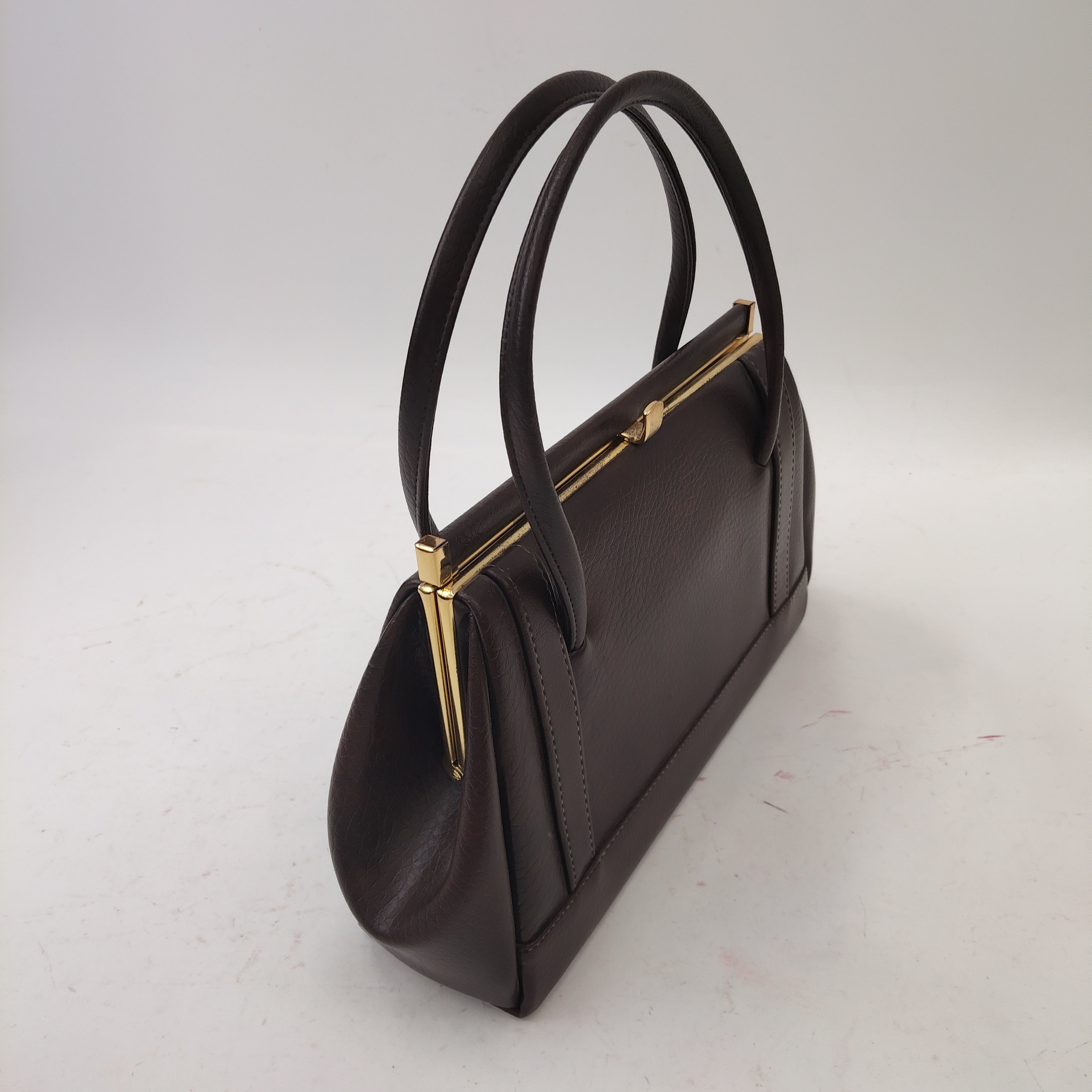 side image for Vintage Handbag Double Handle Brown Small Womenswear | Pre-loved