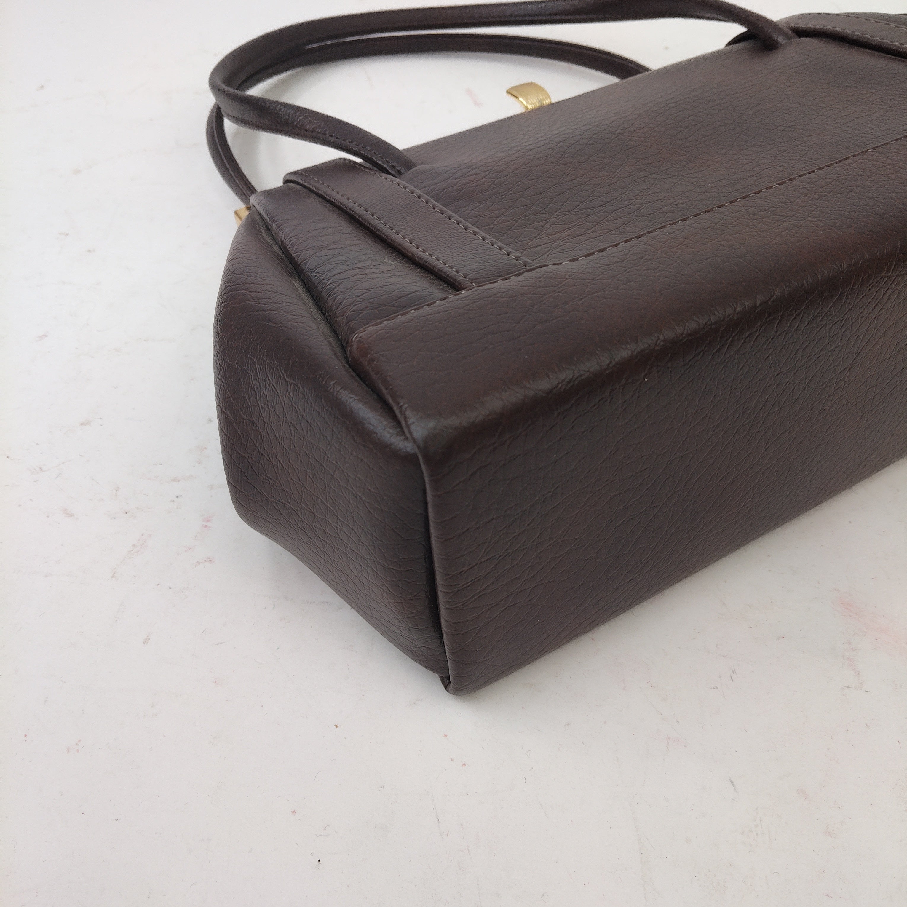 corner image for Vintage Handbag Double Handle Brown Small Womenswear | Pre-loved